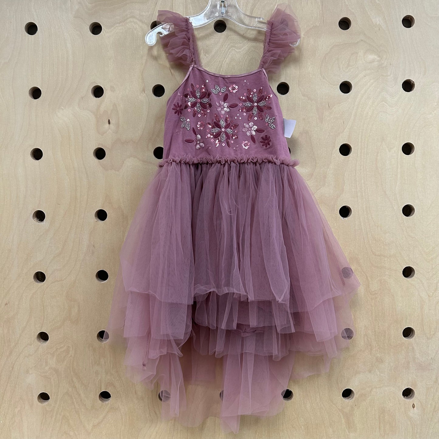 Mauve Tulle Floral Dress