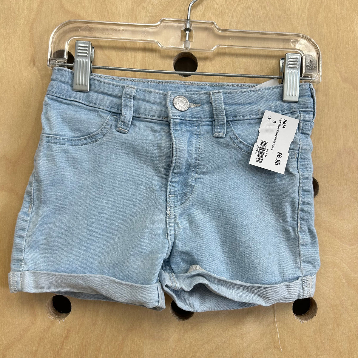 Light Wash Cuffed Denim Shorts