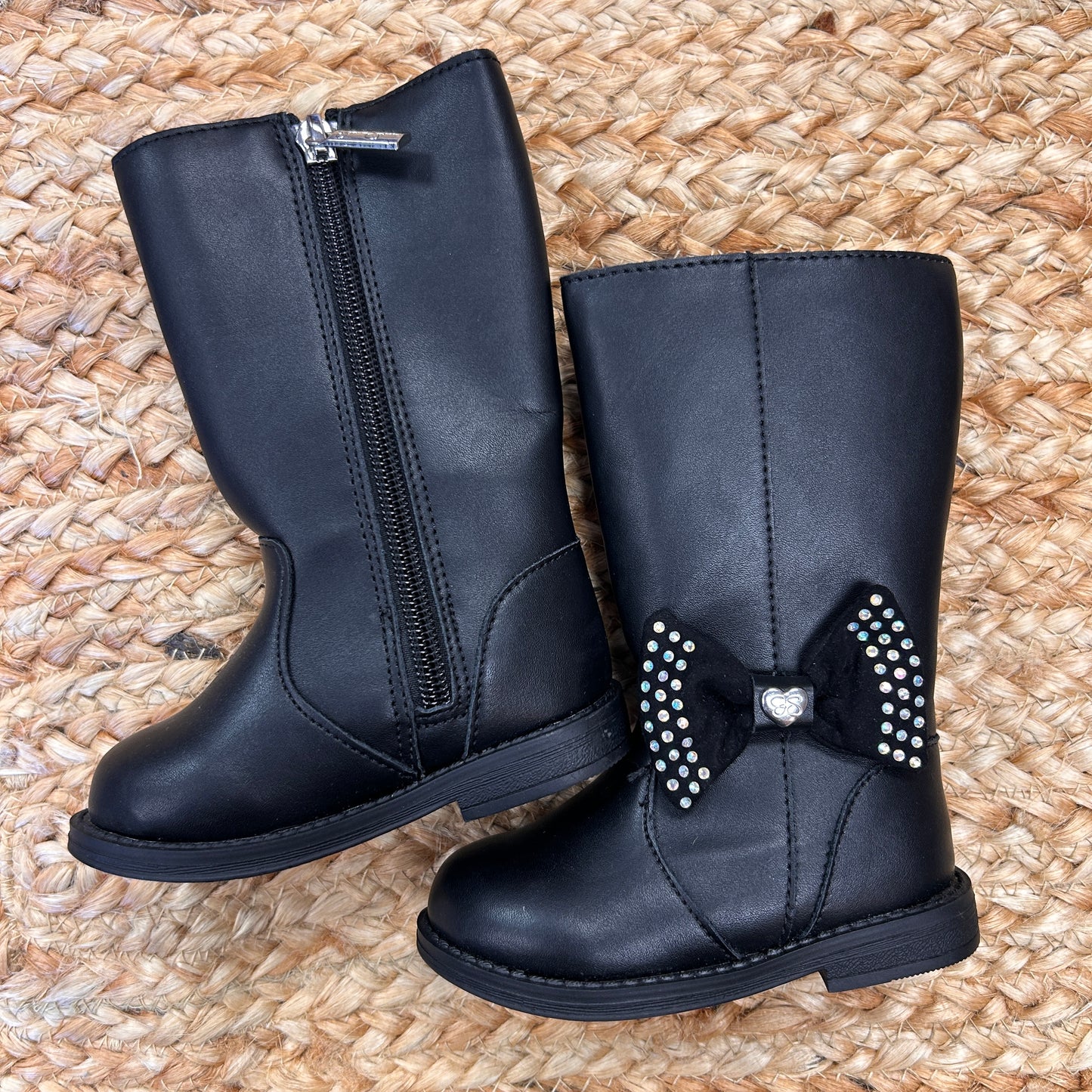 Black Sparkle Bow Boots NEW!