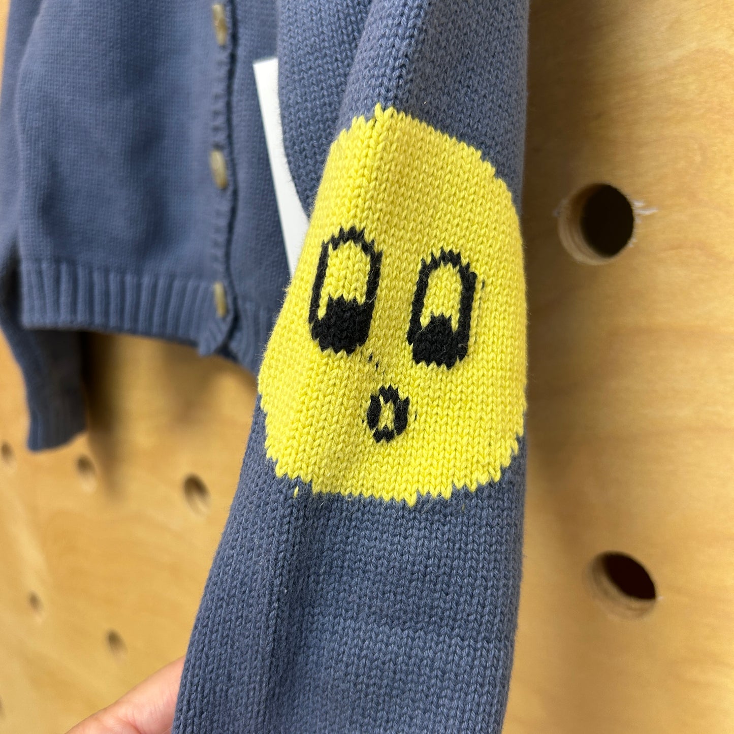 Blue Knit Emoji Elbow Sweater