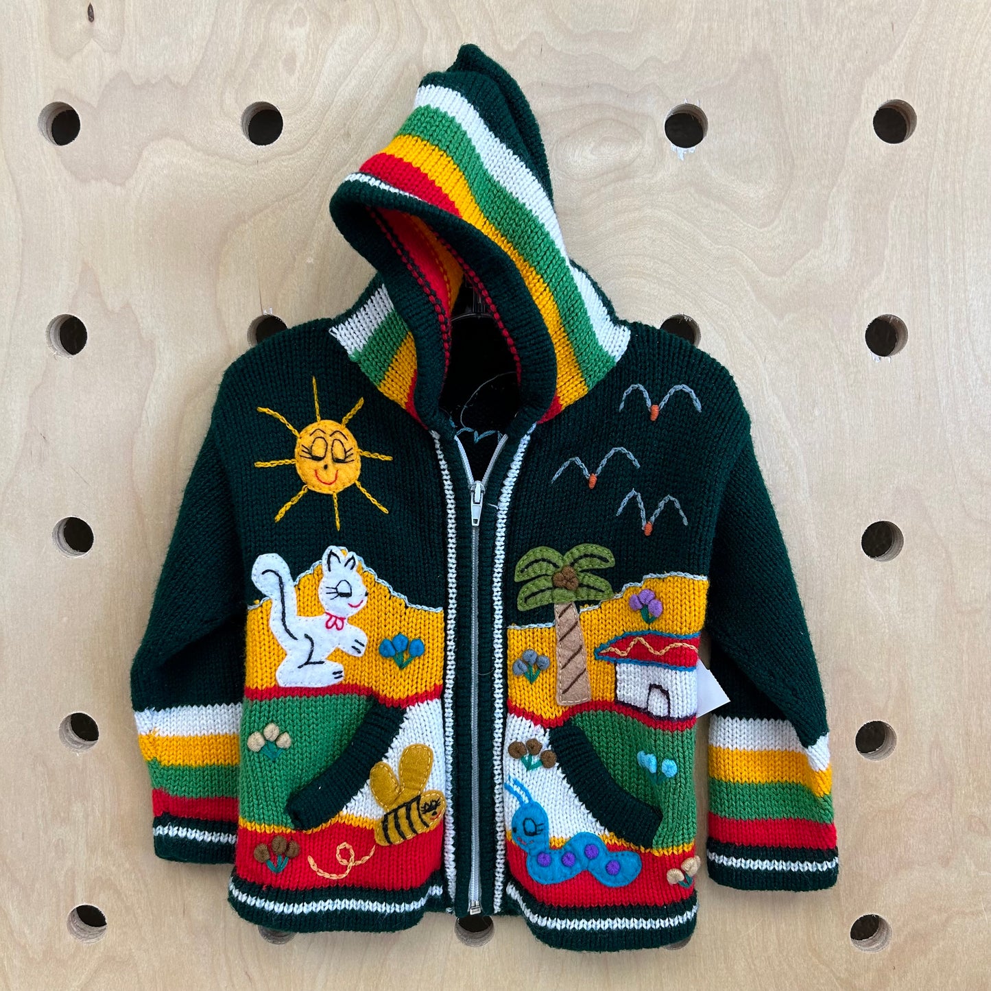 Green Peruvian Knit Zip Hoodie