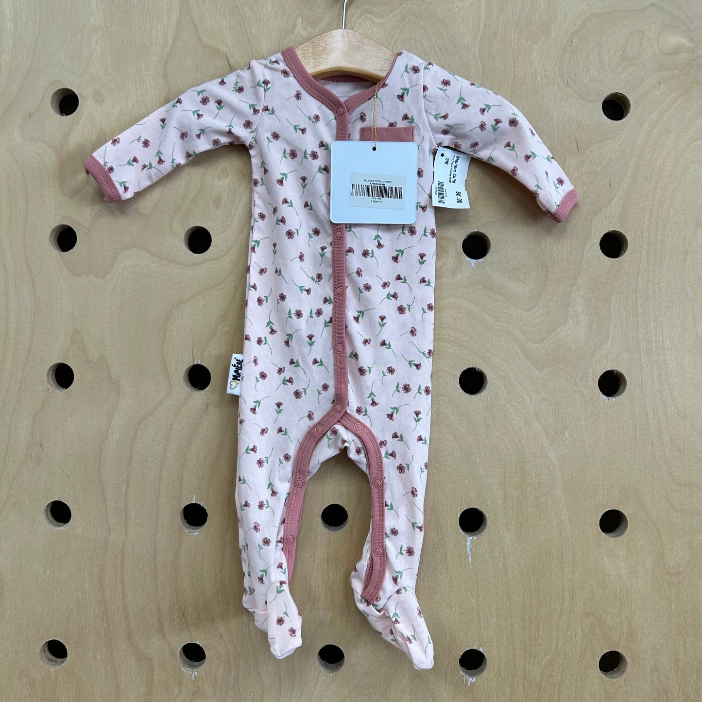 Pink Floral Footies NEW!