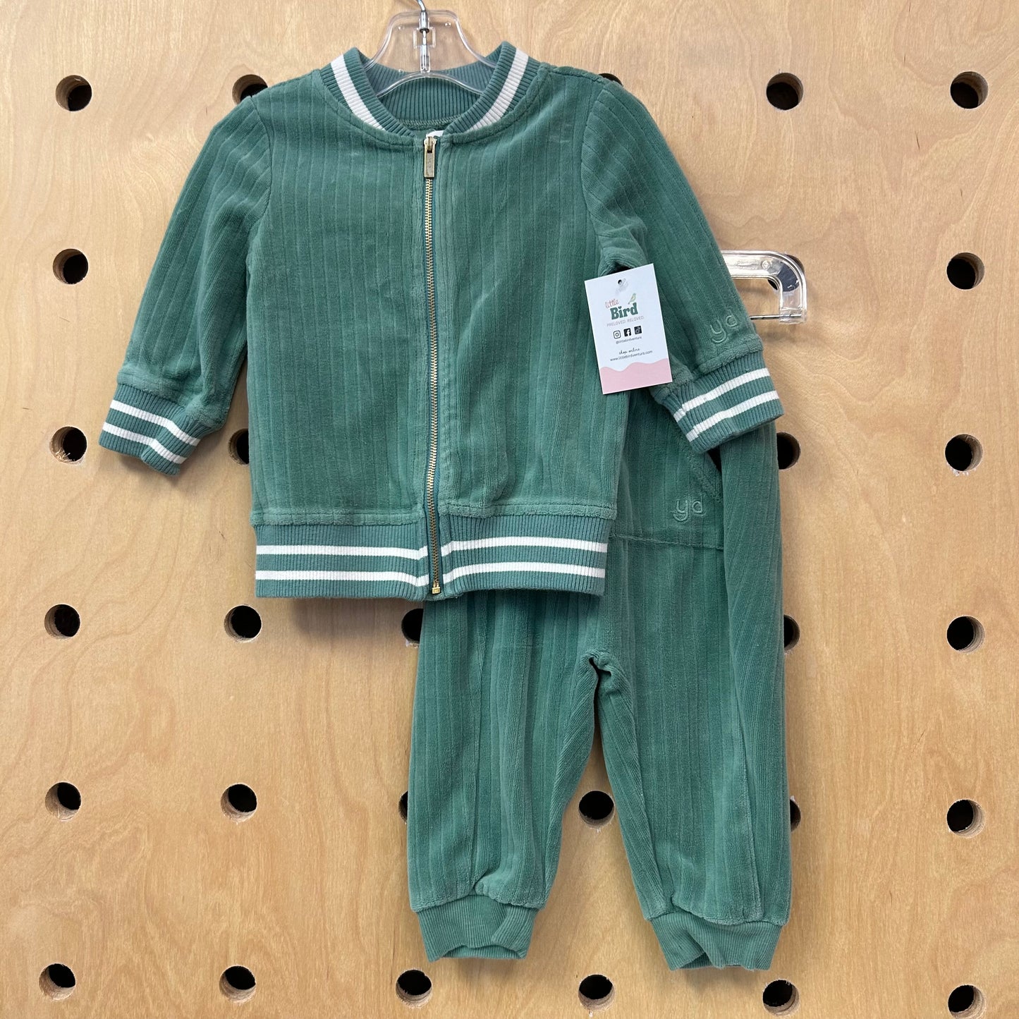 Green Ribbed Organic Jacket & Joggers