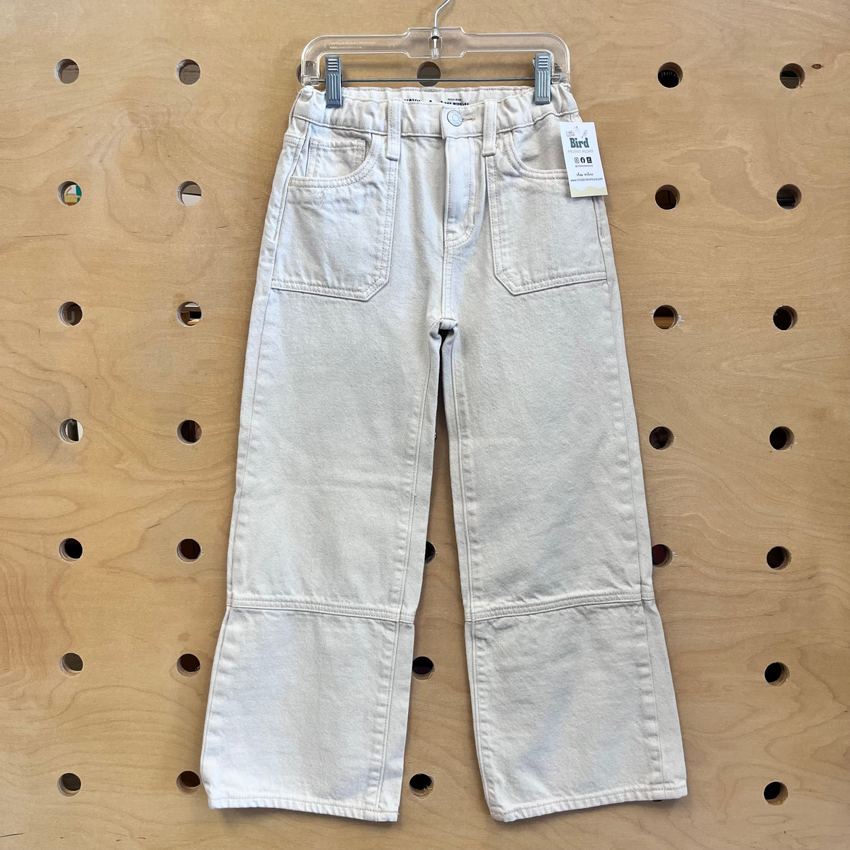 Cream Baggy Wide Leg Denim