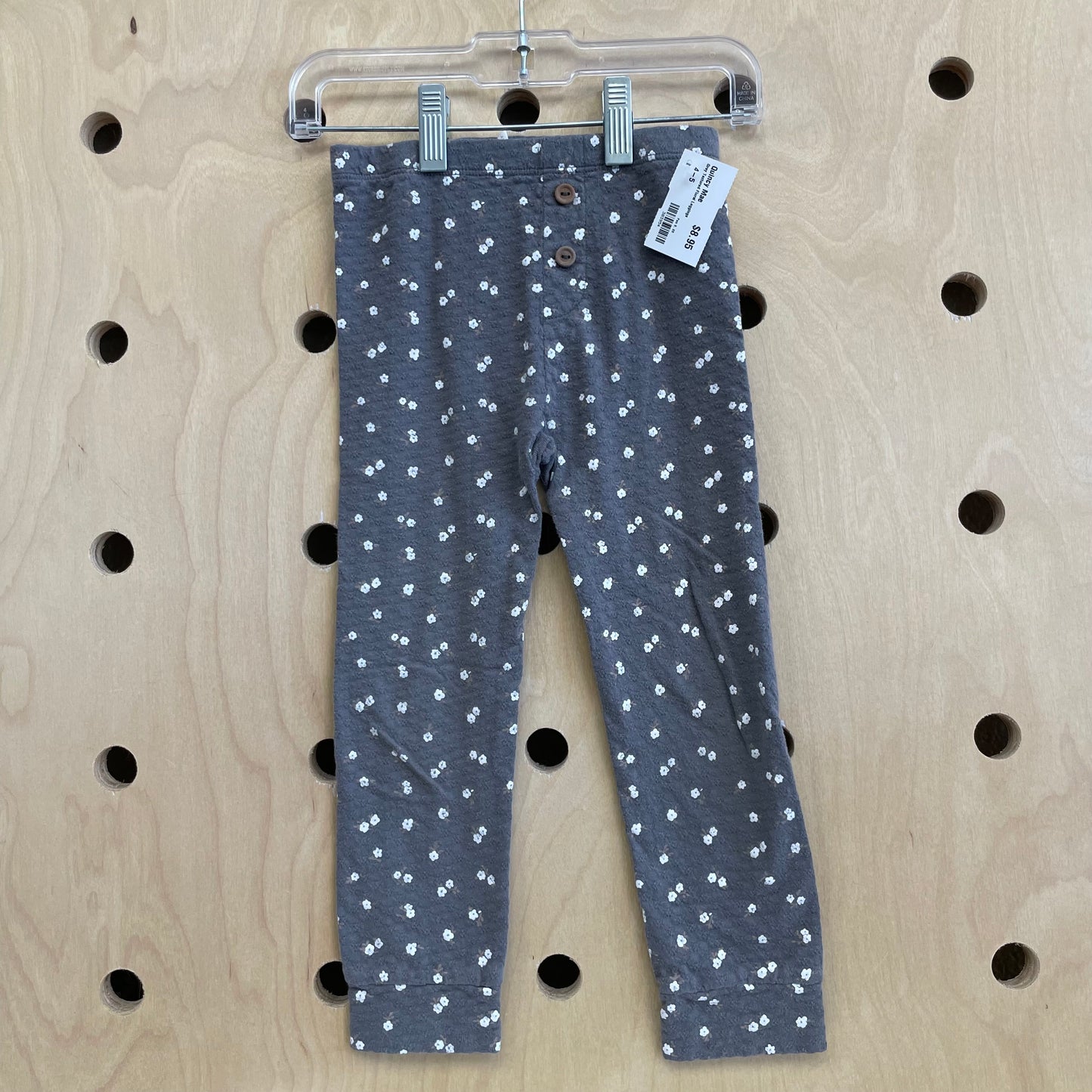 Grey Textured Floral Leggings