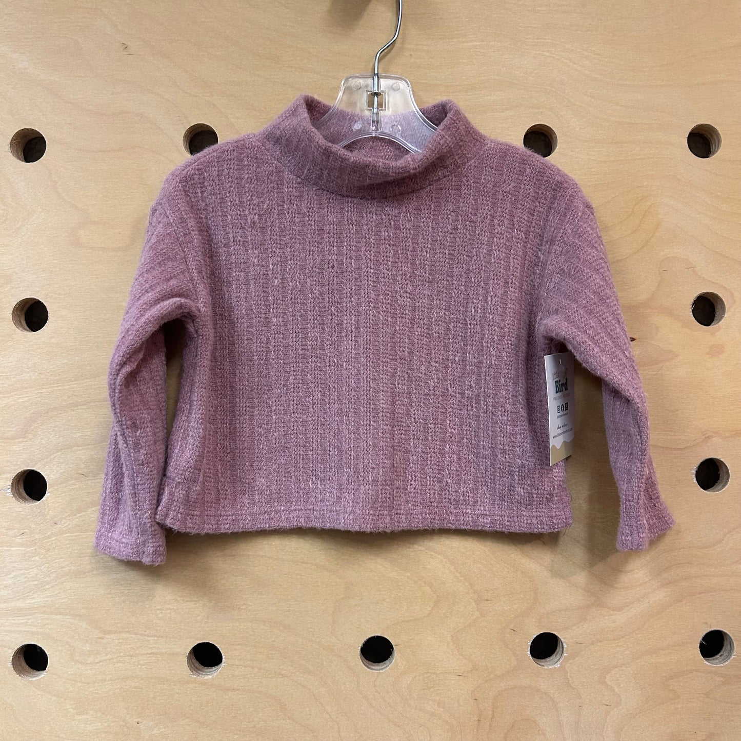 Mauve Fuzzy LS Turtleneck Sweater