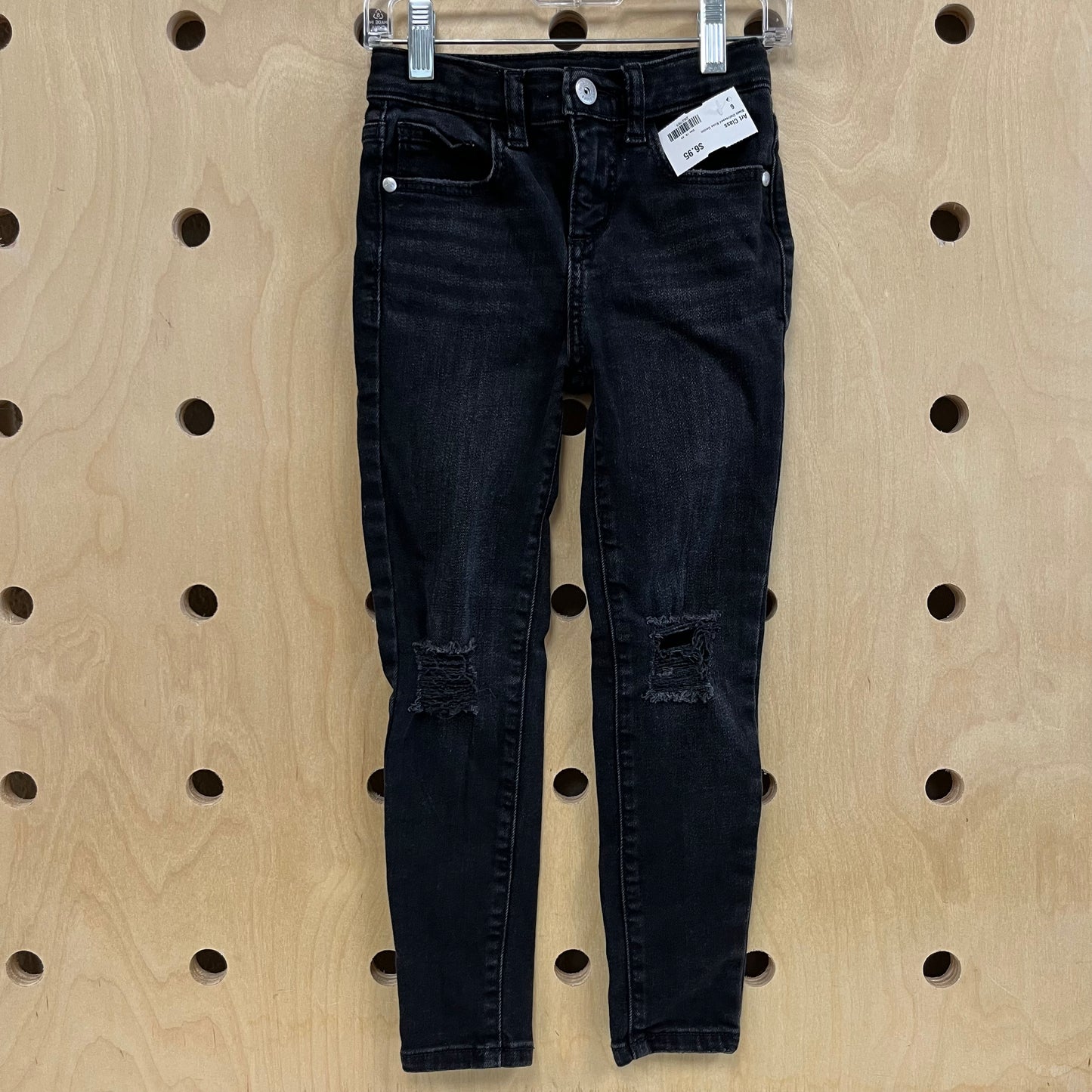 Black Distressed Knee Denim