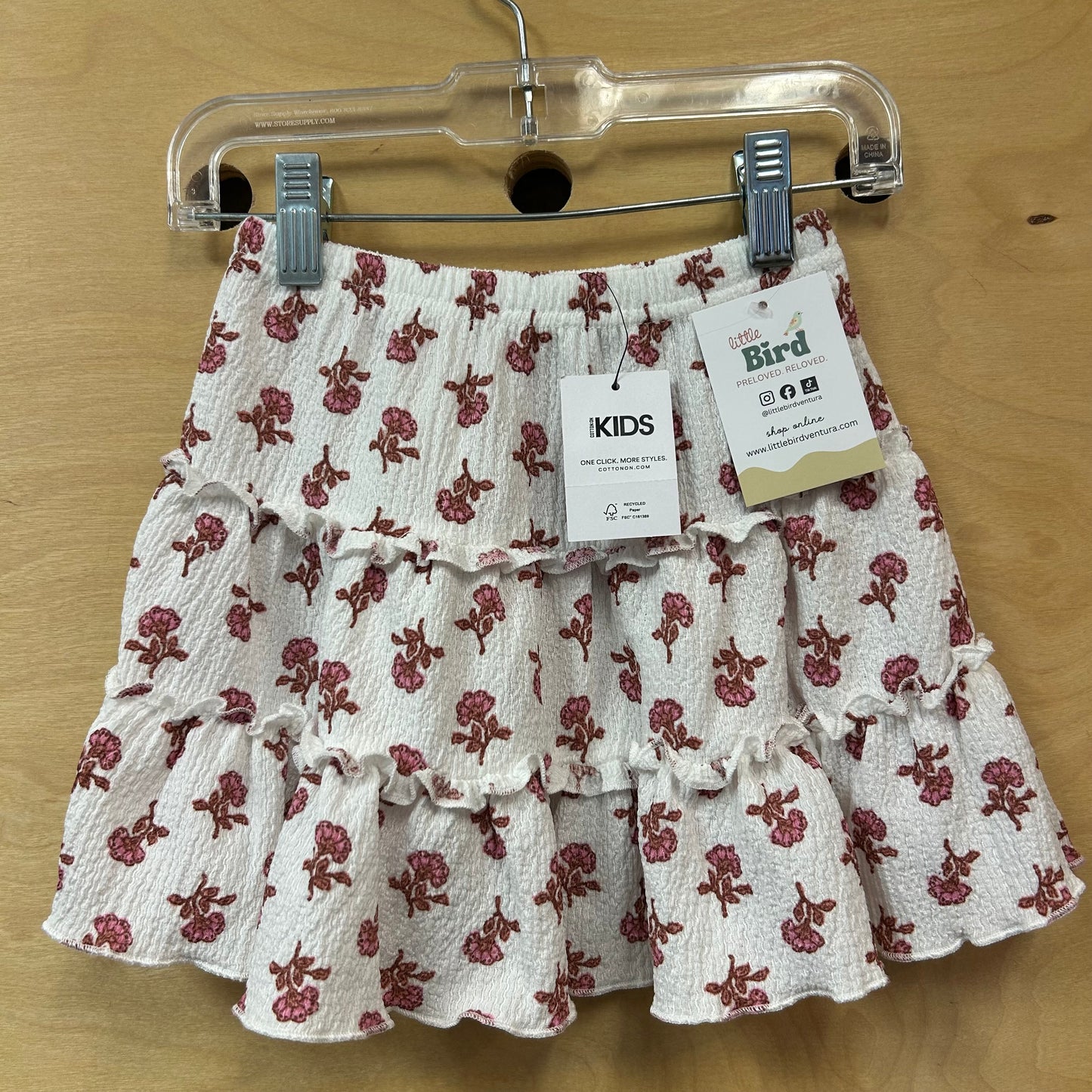 White/Pink Floral Textured Skirt NEW!