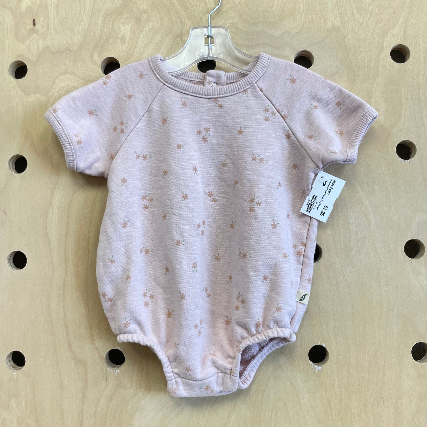 Organic Pink Floral French Terry Romper