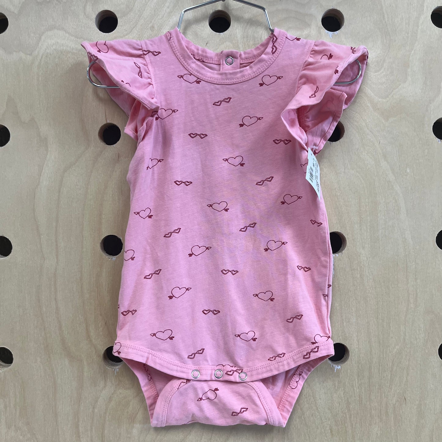 Pink Hearts Flutter Sleeve Bodysuit