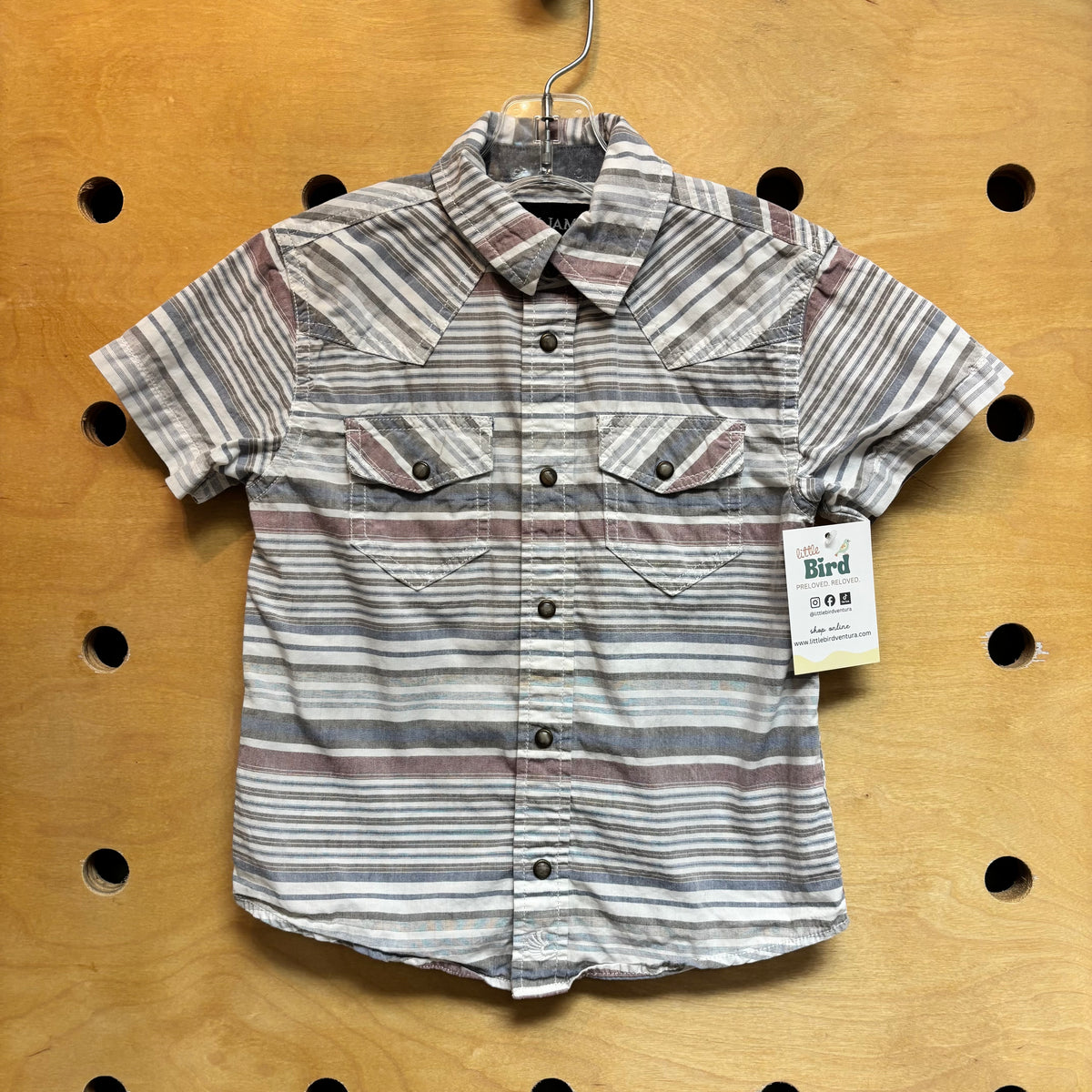 White/Blue Striped Snap Shirt