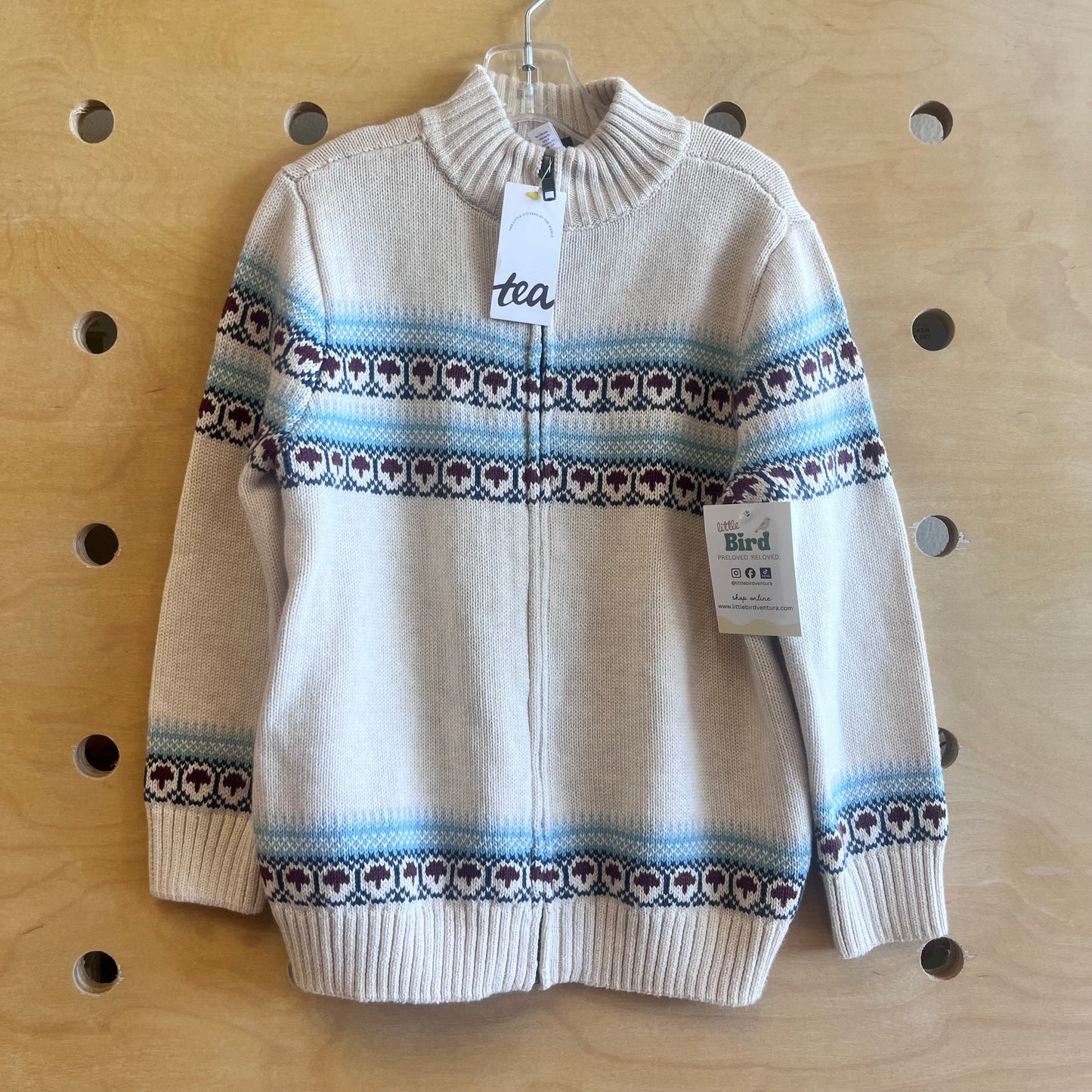 Cream/Blue Mushrooms Sweater NEW!
