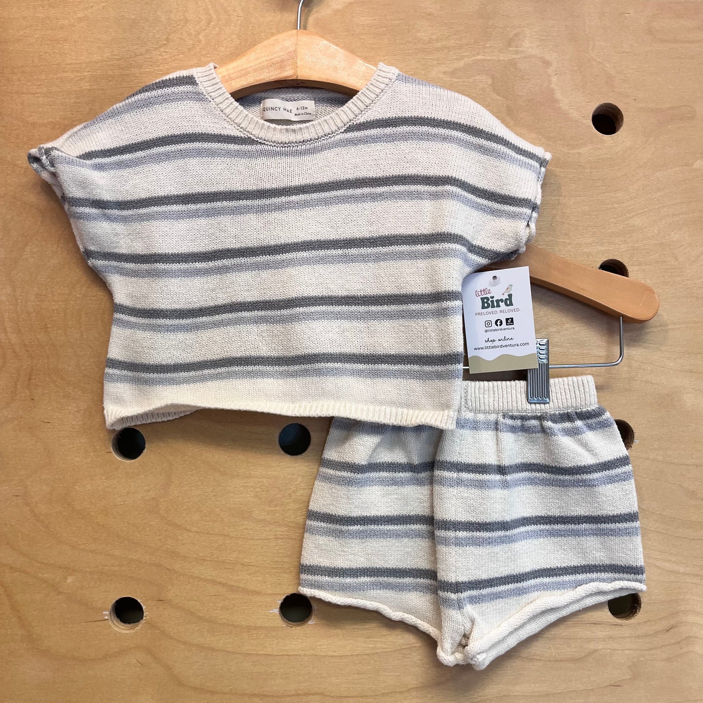 White/Blue Striped Knit Outfit