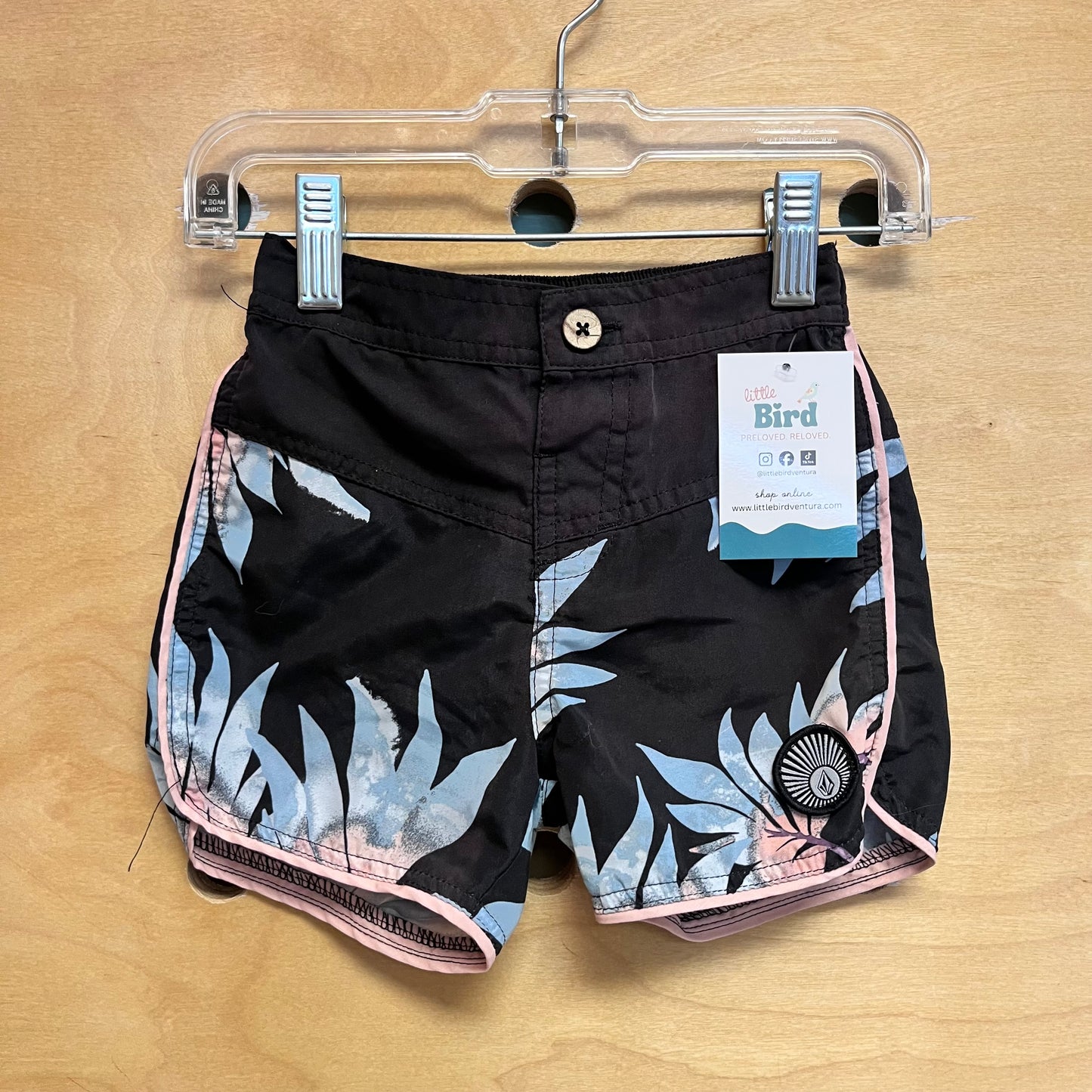 Black & Watercolor Leaves Quick Dry Shorts