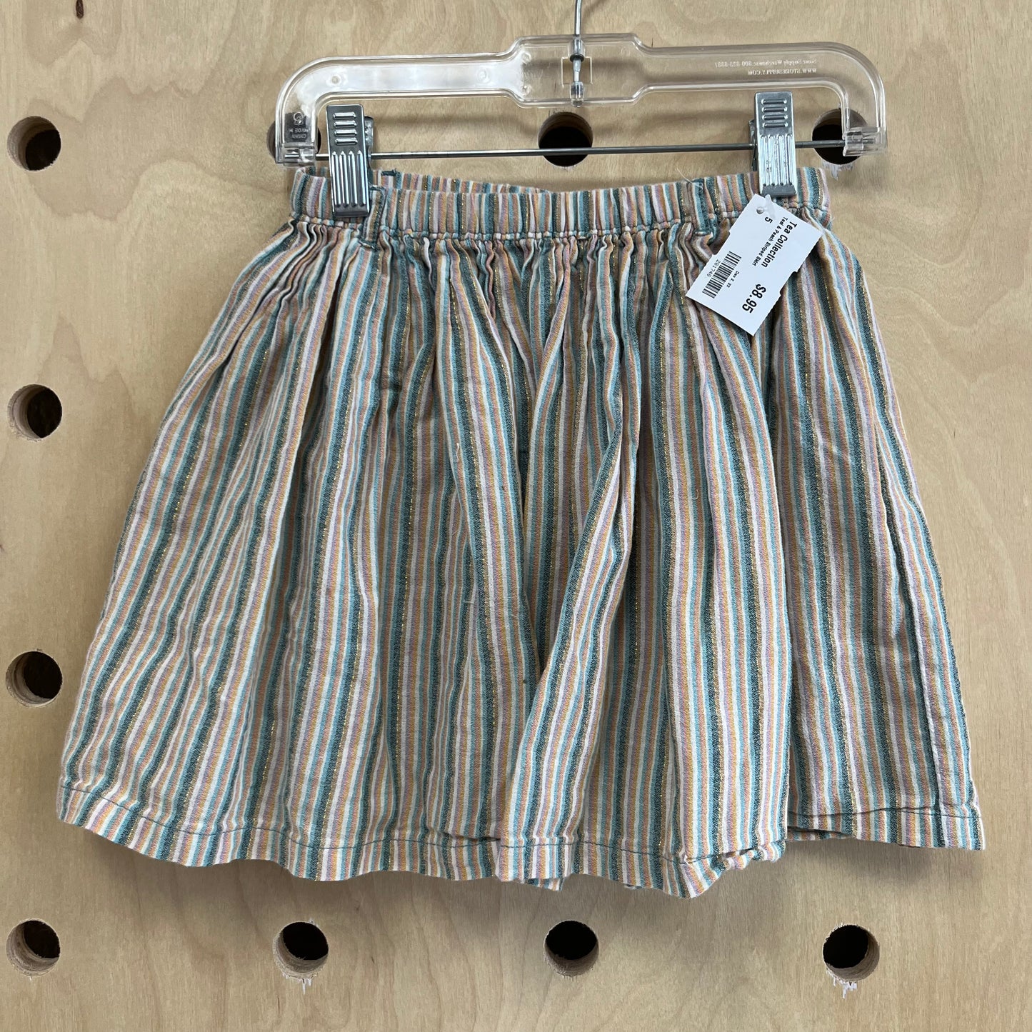 Teal & Peach Striped Skirt