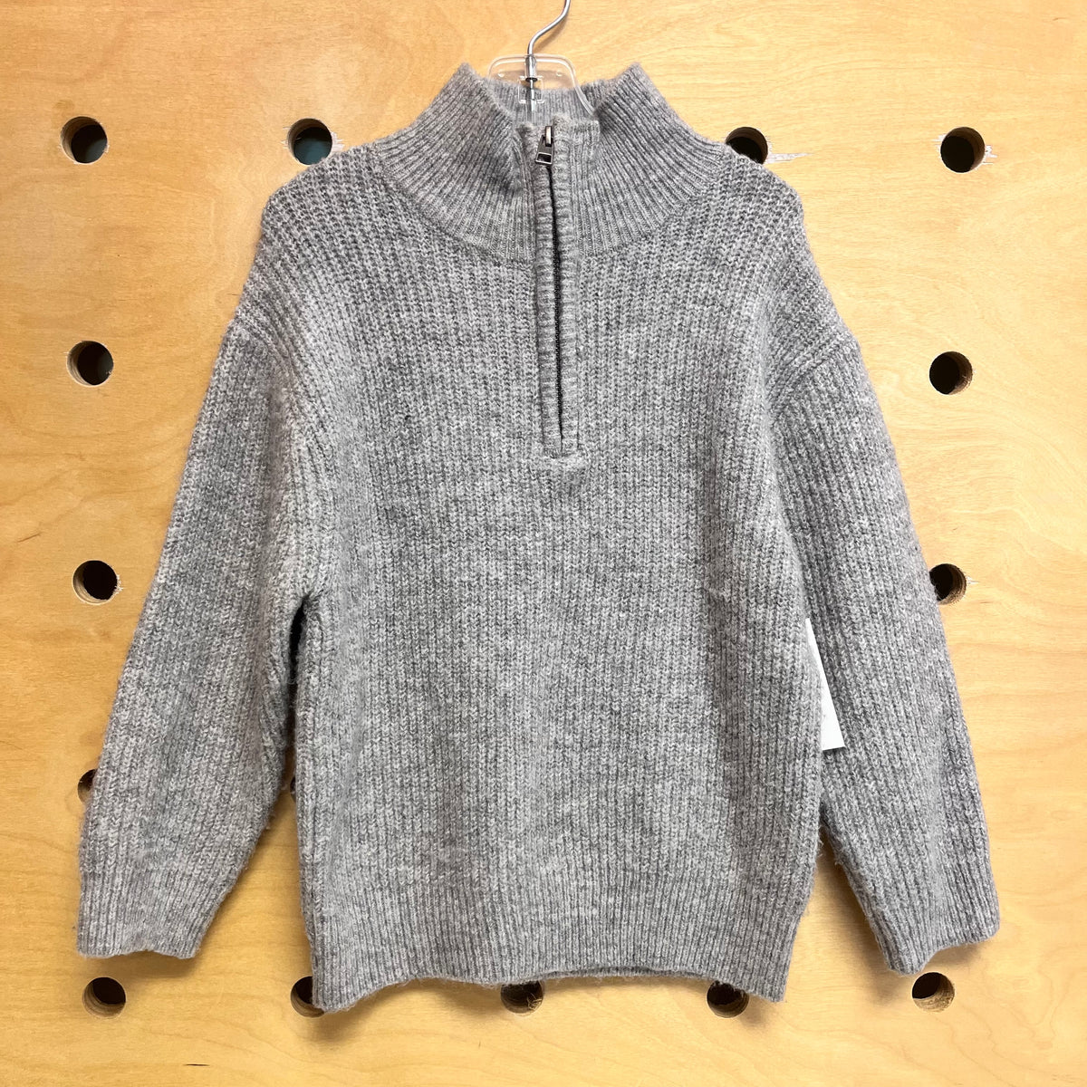 Grey Knit 1/4 Zip Sweater