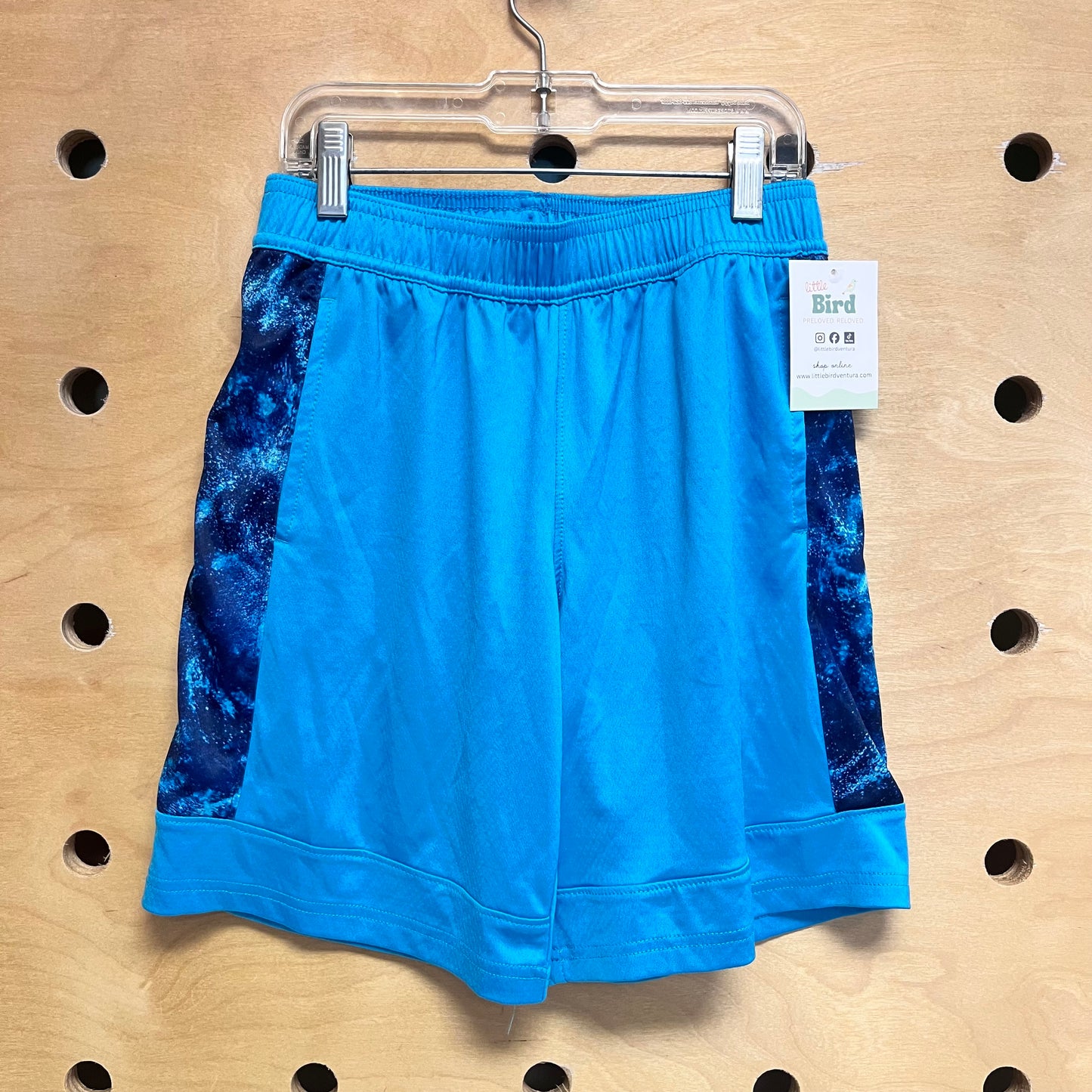 Blue Splatter Side Mesh Shorts