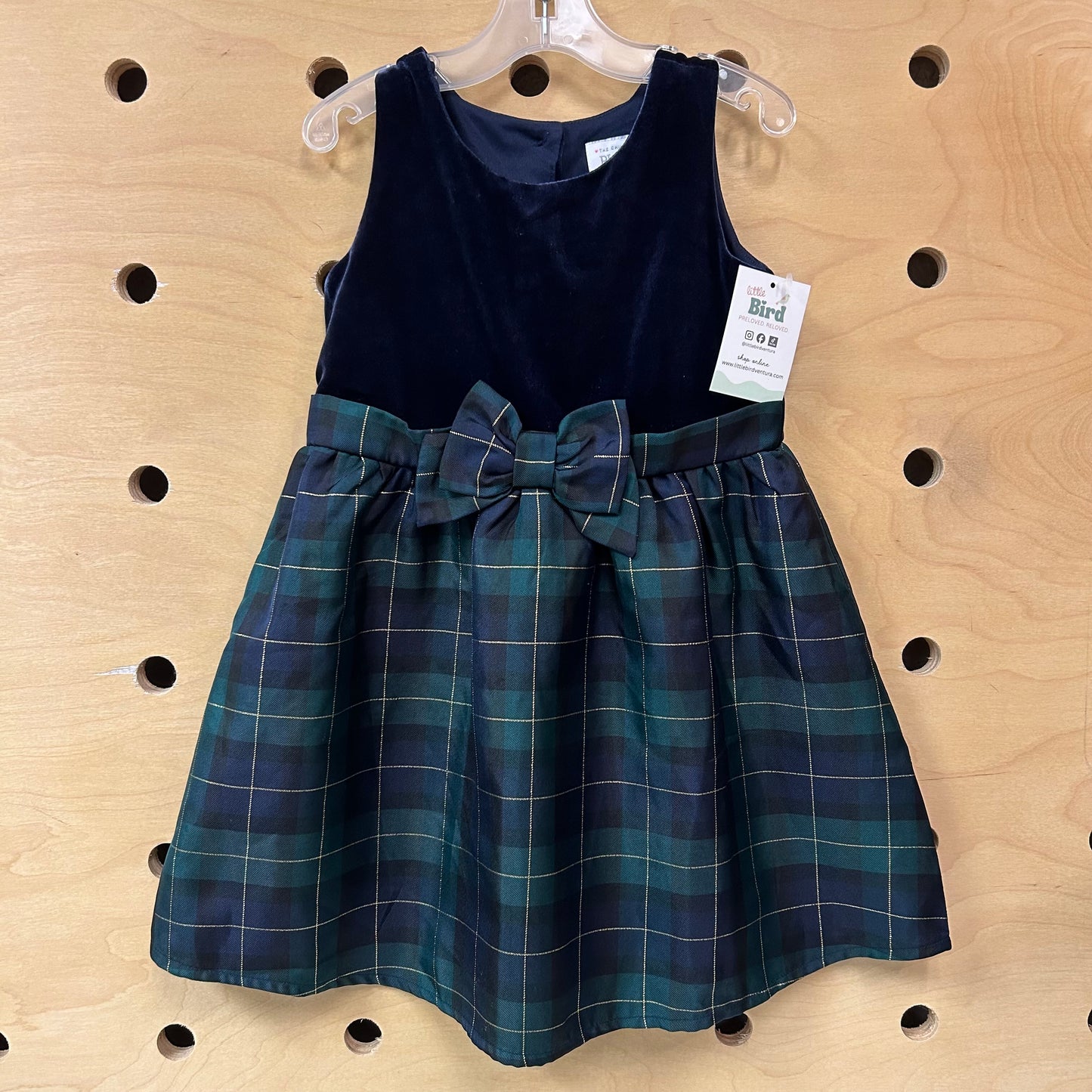 Blue/Green Plaid Velour Dress