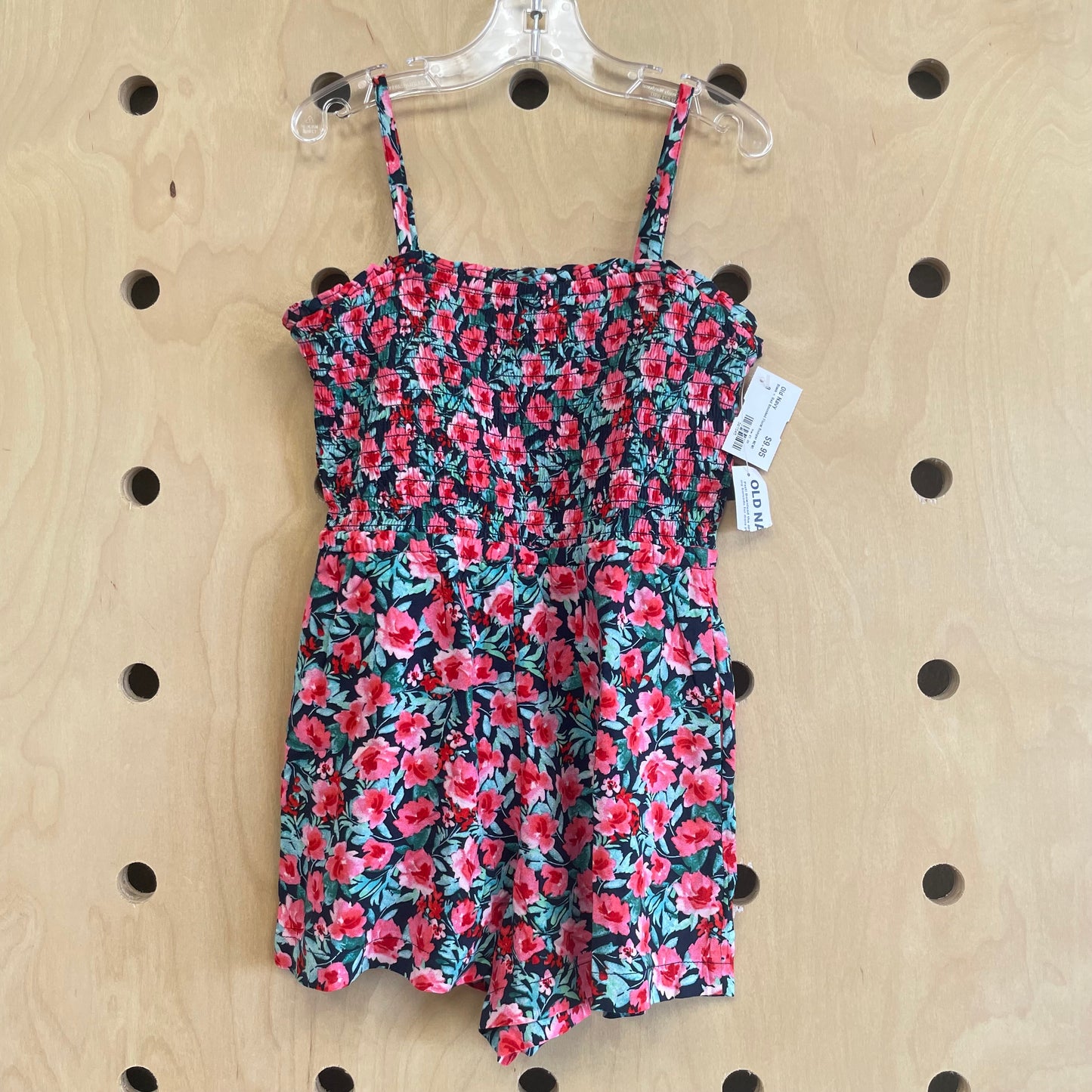 Black + Red Smocked Floral Romper NEW!