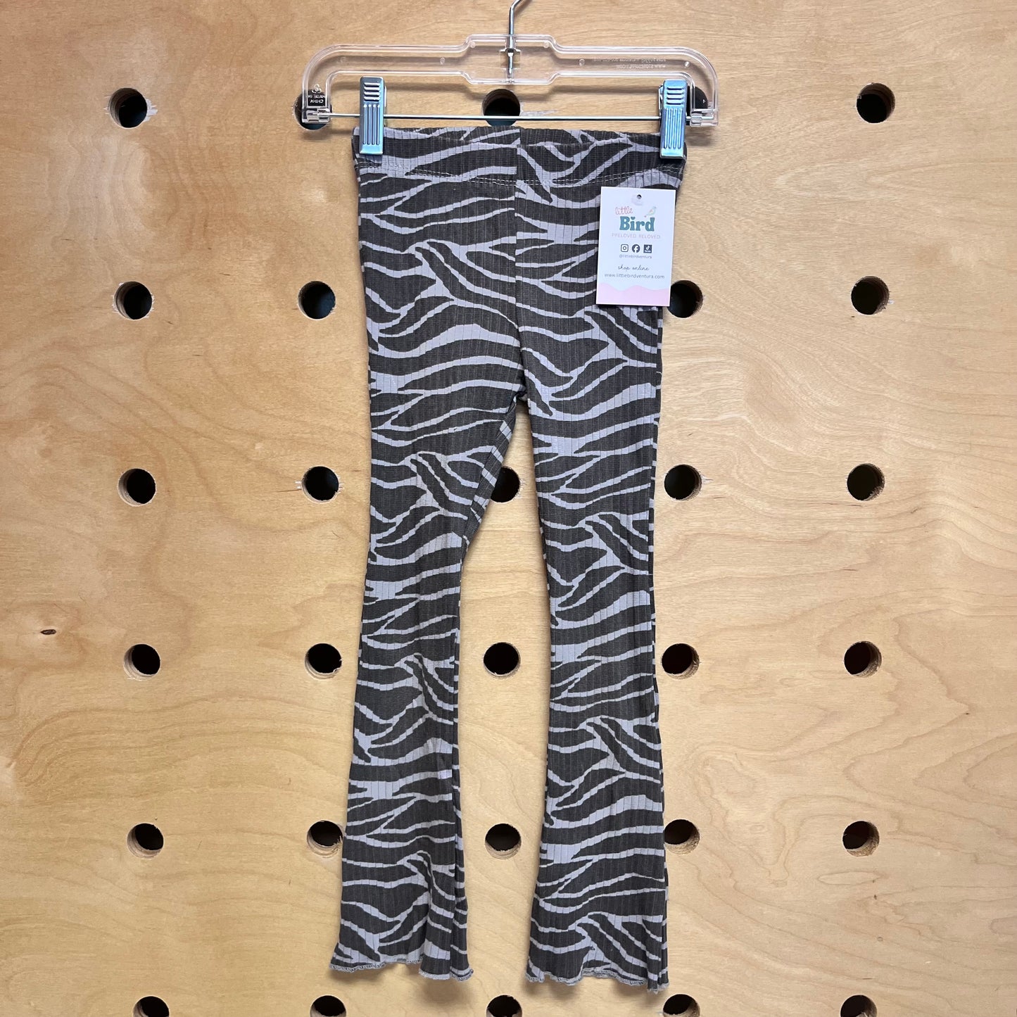 Grey Animal Print Ribbed Leggings