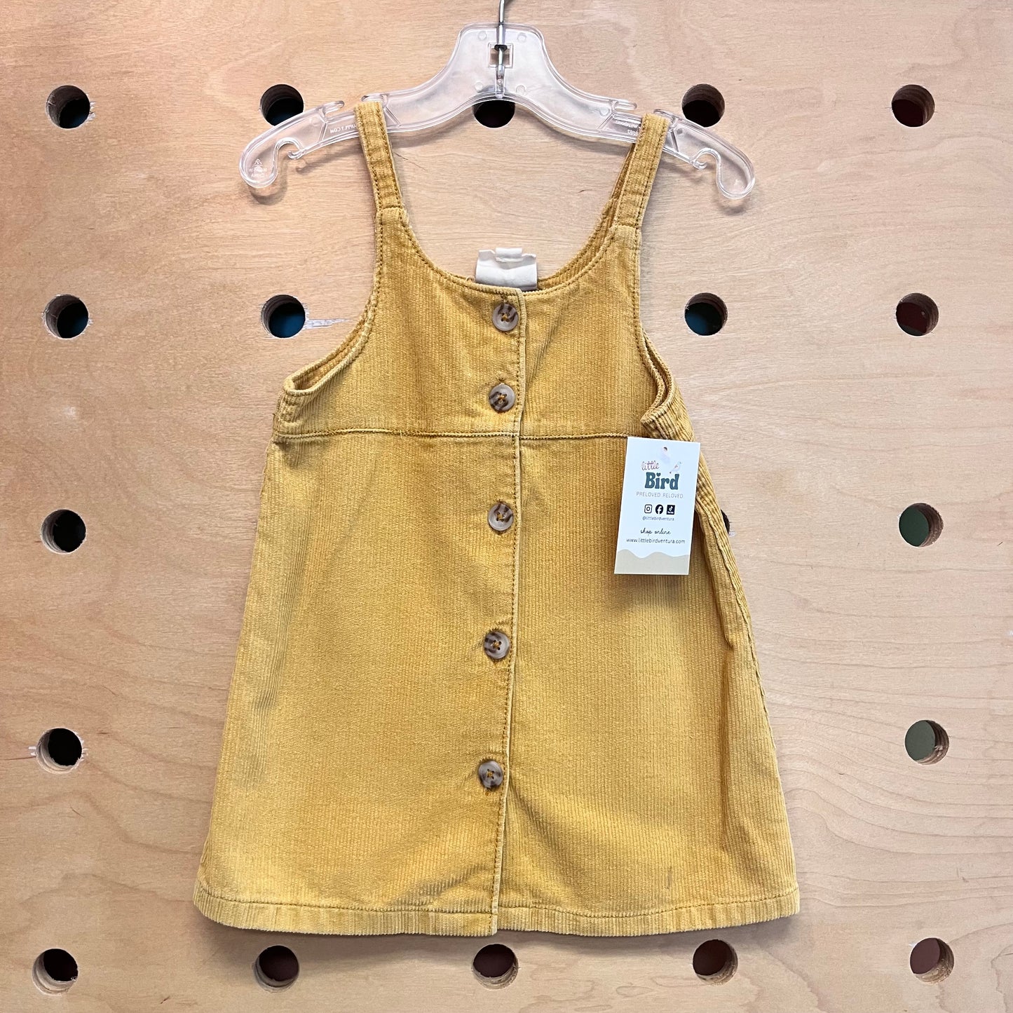 Mustard Cord Button Dress