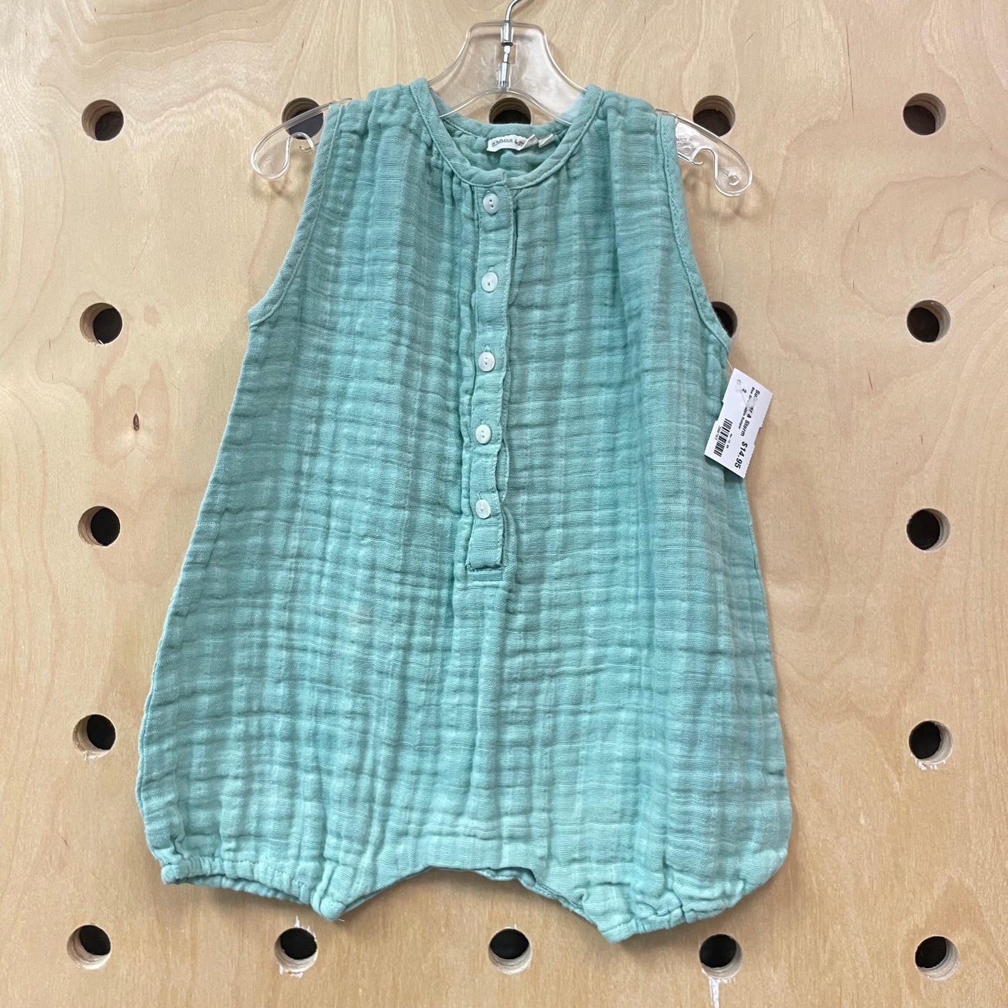 Blue Gauze Bubble Romper