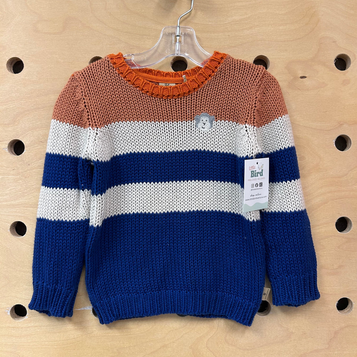 Orange/Blue Knit Organic Monkey Sweater