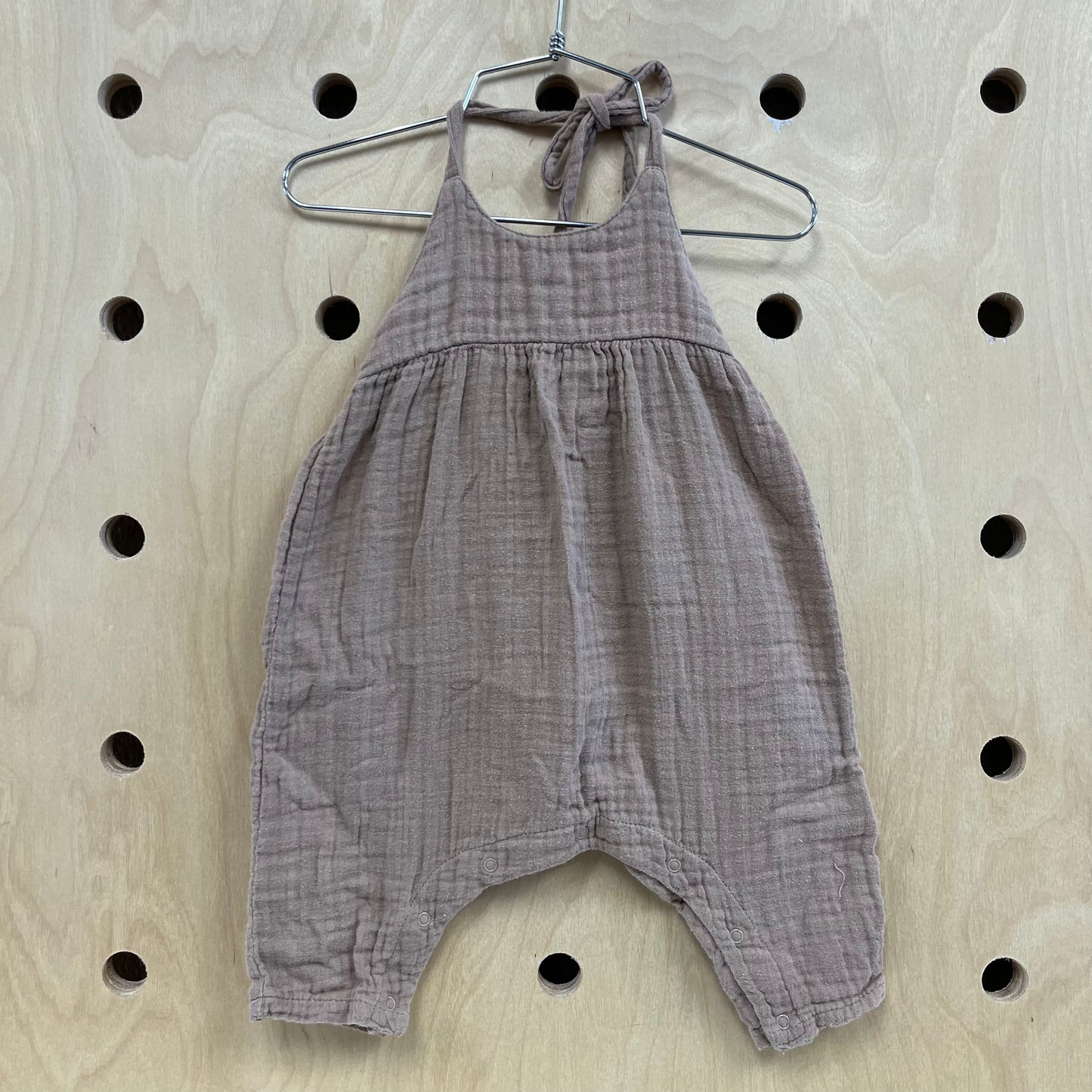 Tan Muslin Halter Romper
