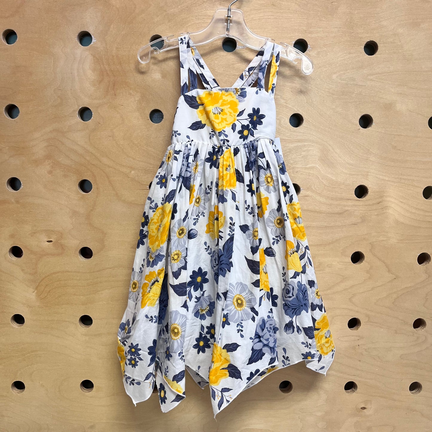 Blue & Yellow Floral Handkerchief Dress