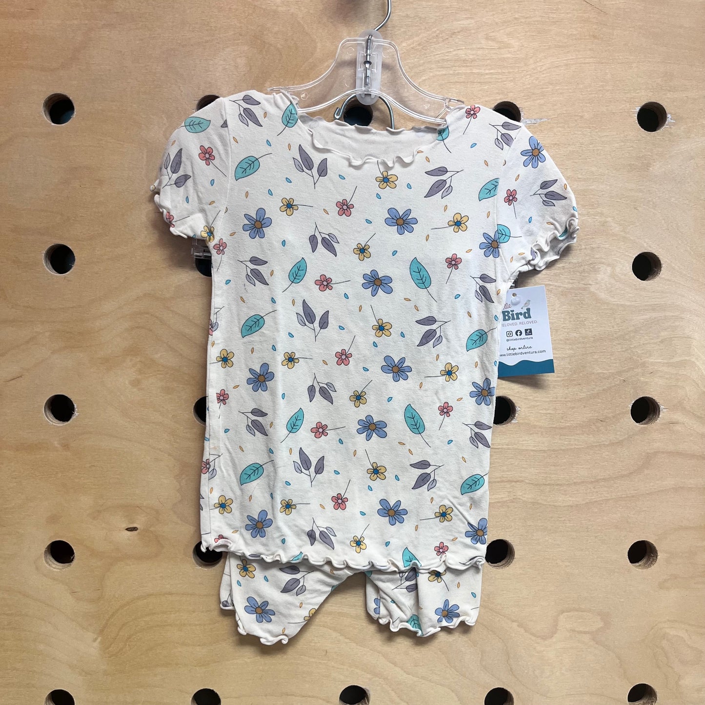 Cream Floral Rayon Pajamas