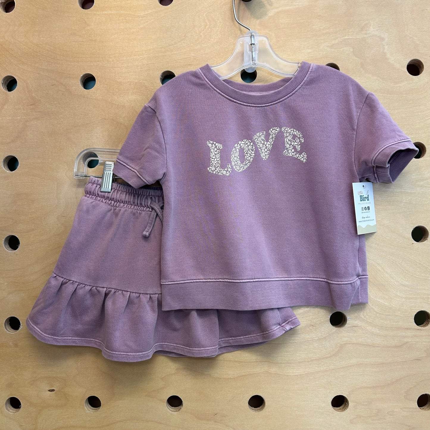 Purple 'Love' Tee + Skort Set