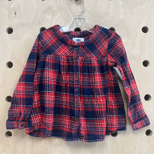 Red & Blue Plaid Flannel Top