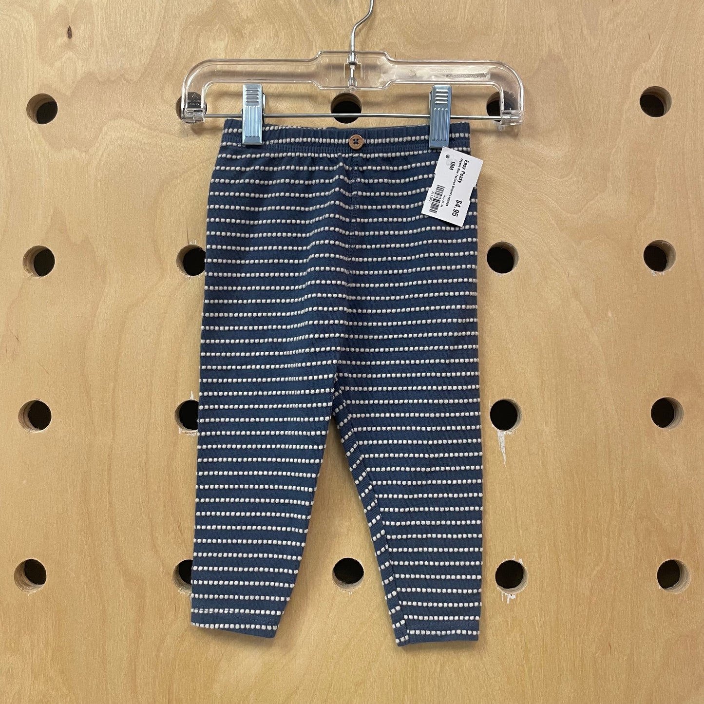Organic Blue Textured Striped Leggings