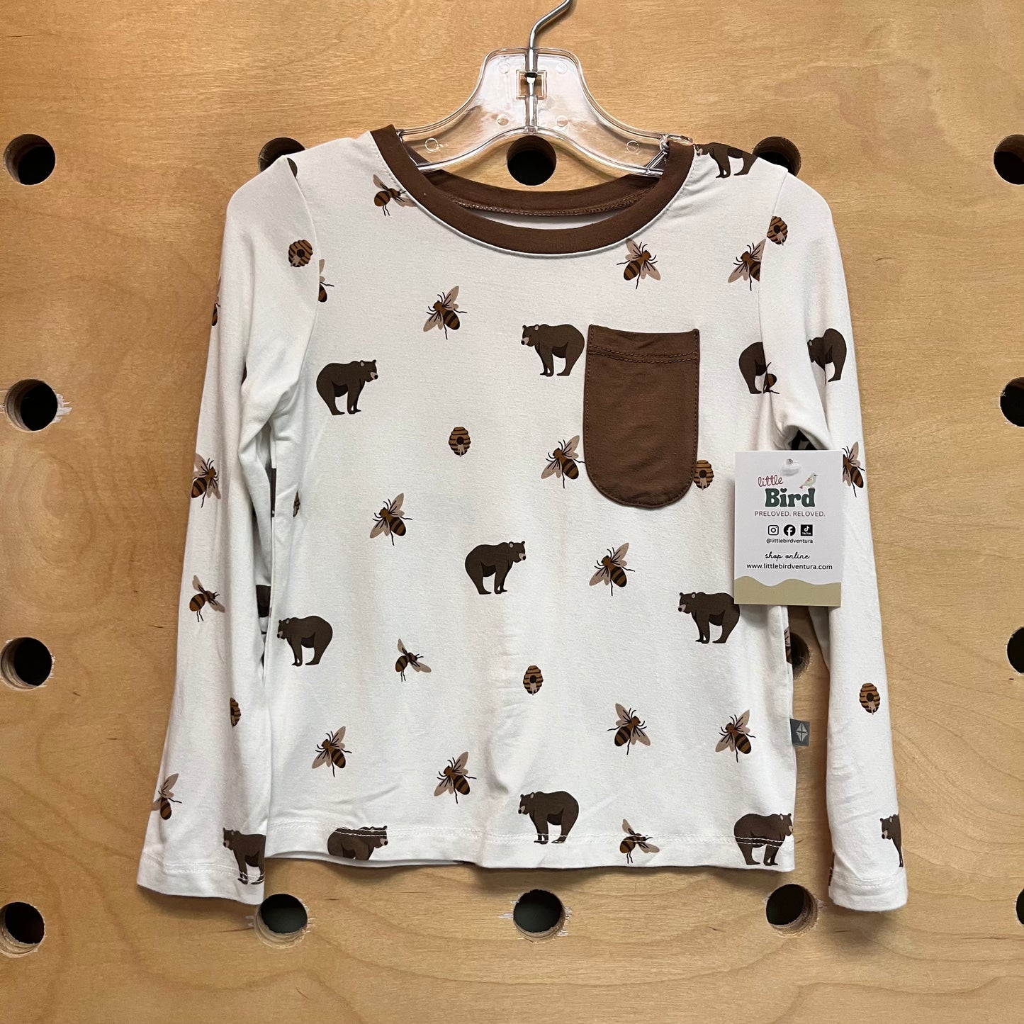 White/Brown Bears & Bees LS