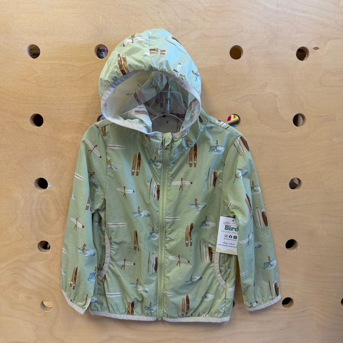 Green Surf Nylon Zip Hoodie