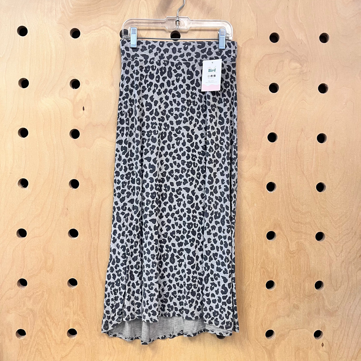 Grey Leopard Jersey Maxi Skirt