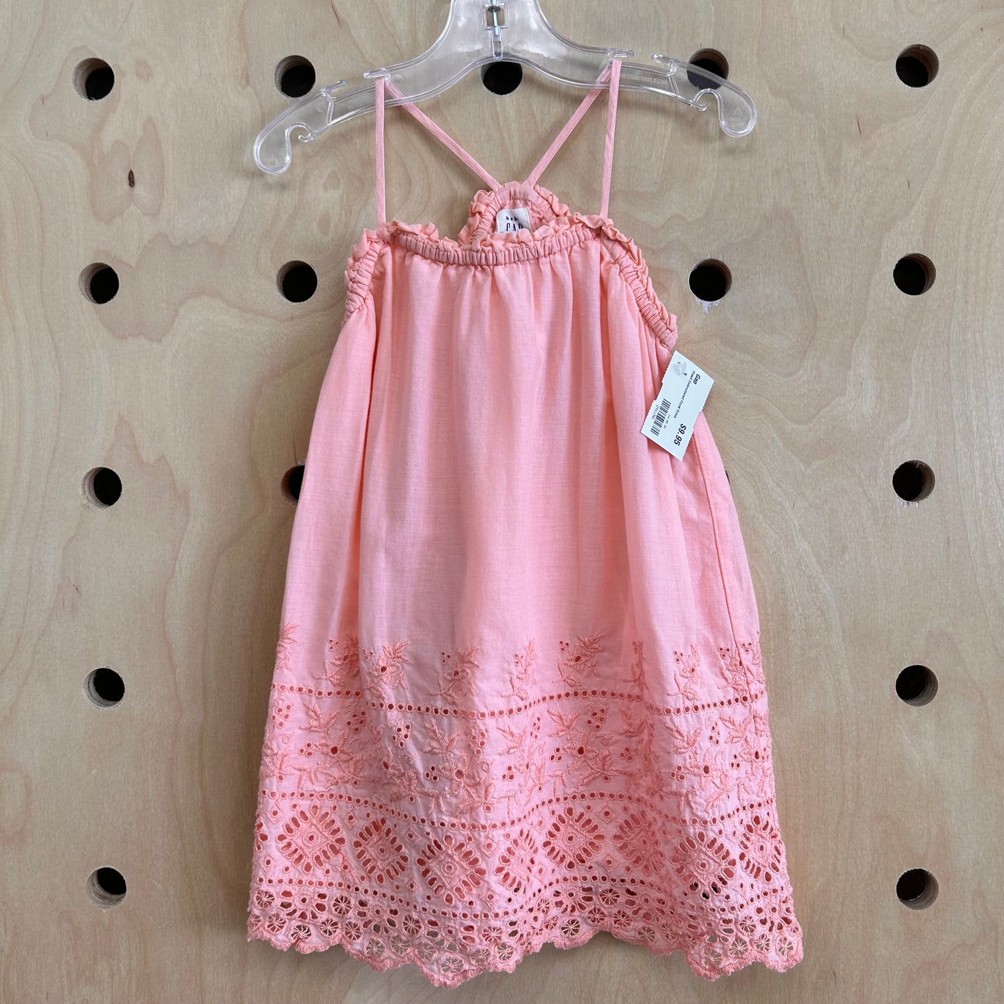 Peach Embroidered Floral Dress