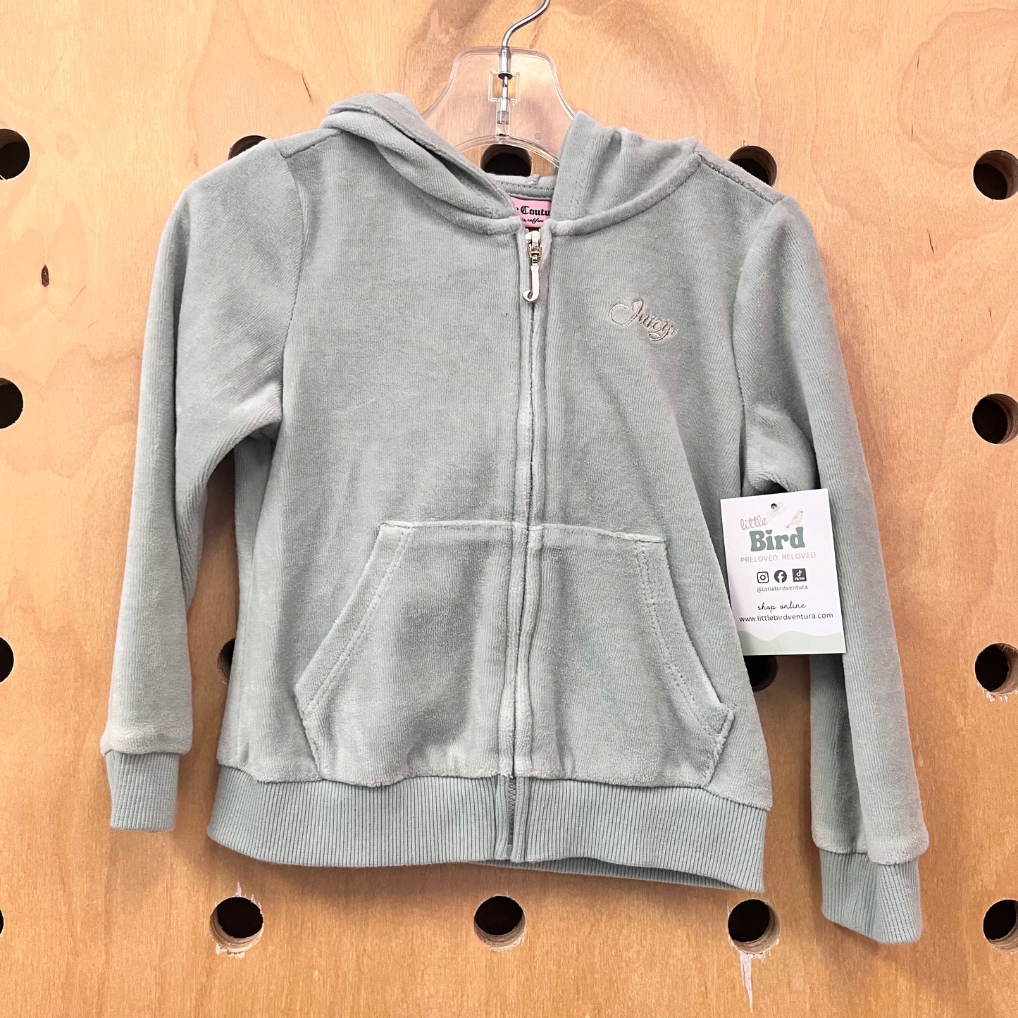 Pastel Blue Velour Zip Up Hoodie