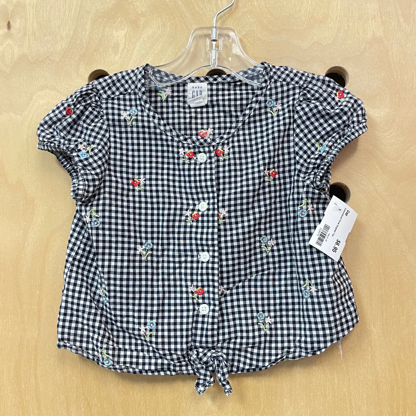 Embroidered Floral Gingham Top
