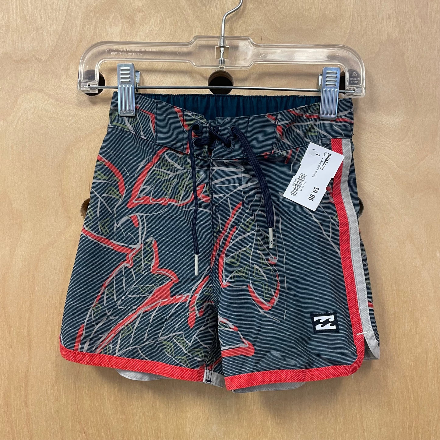 Grey + Red Swim Shorts