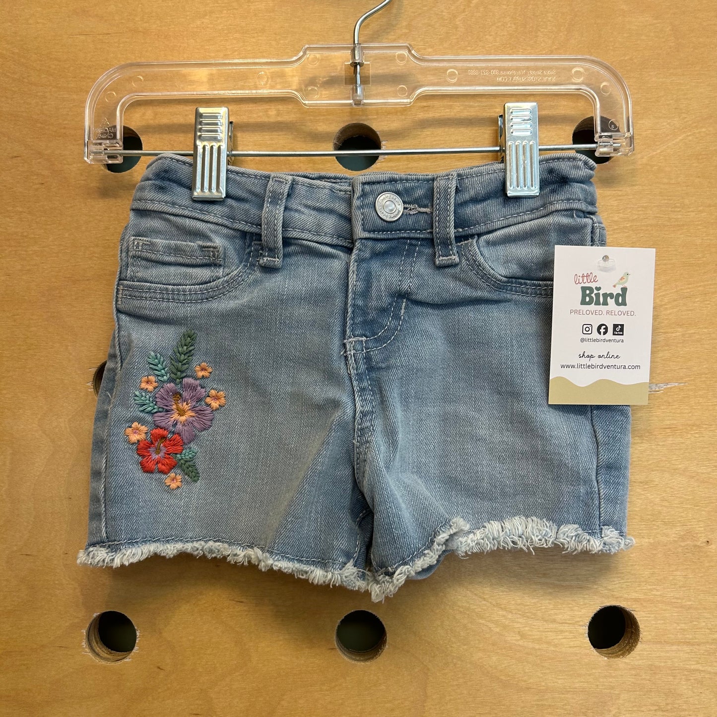 Embroidered Floral Denim Shorts