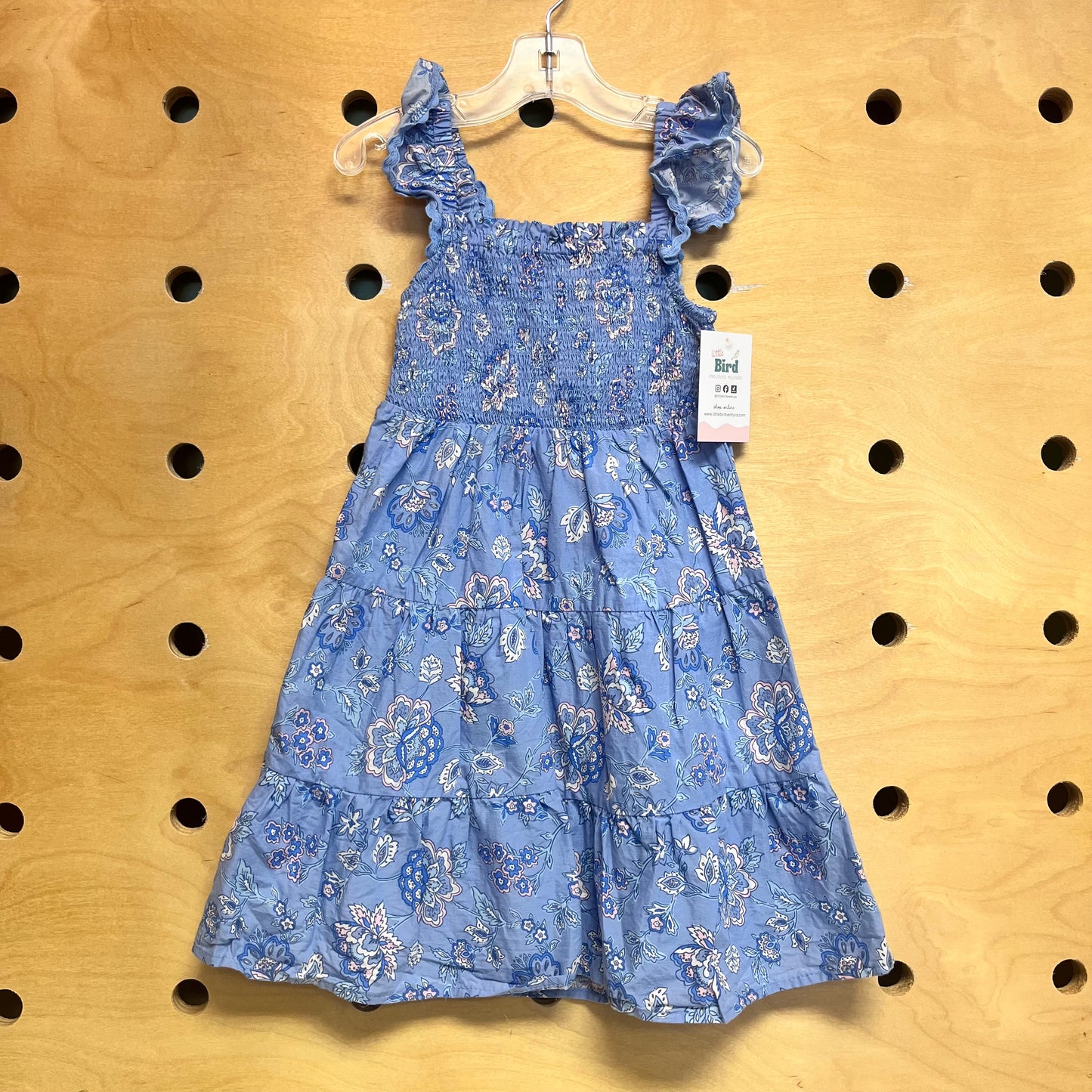 Blue/Pink Smocked Floral Dress