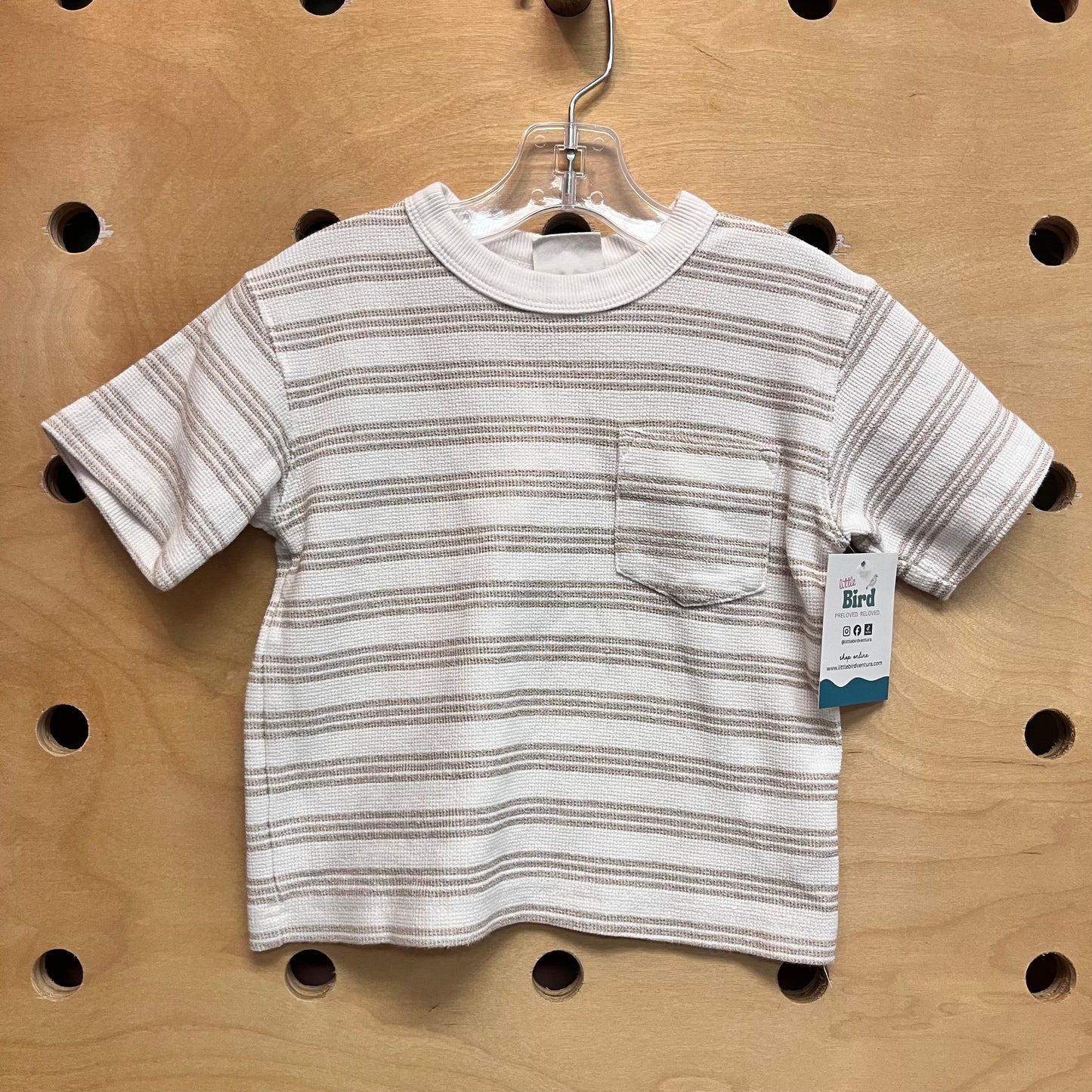 Tan/White Striped Textured Tee