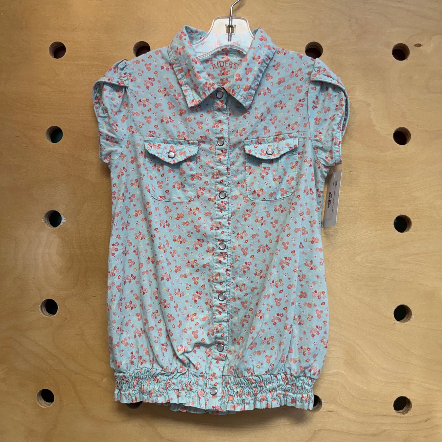 Blue/Red Floral Smock Bottom Shirt