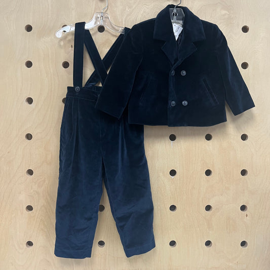 Blue Velvet Suspender Pants & Jacket