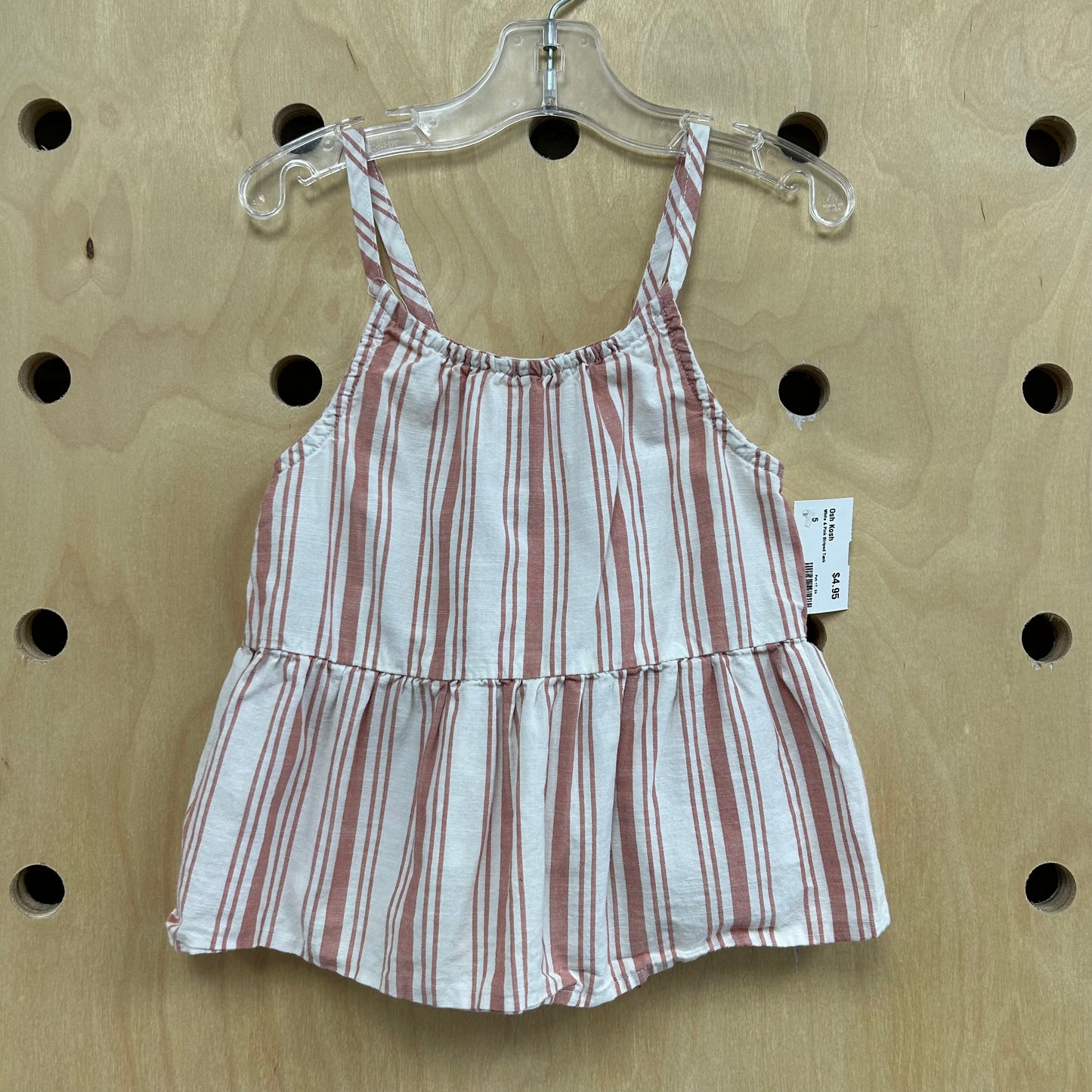 White & Pink Striped Tank