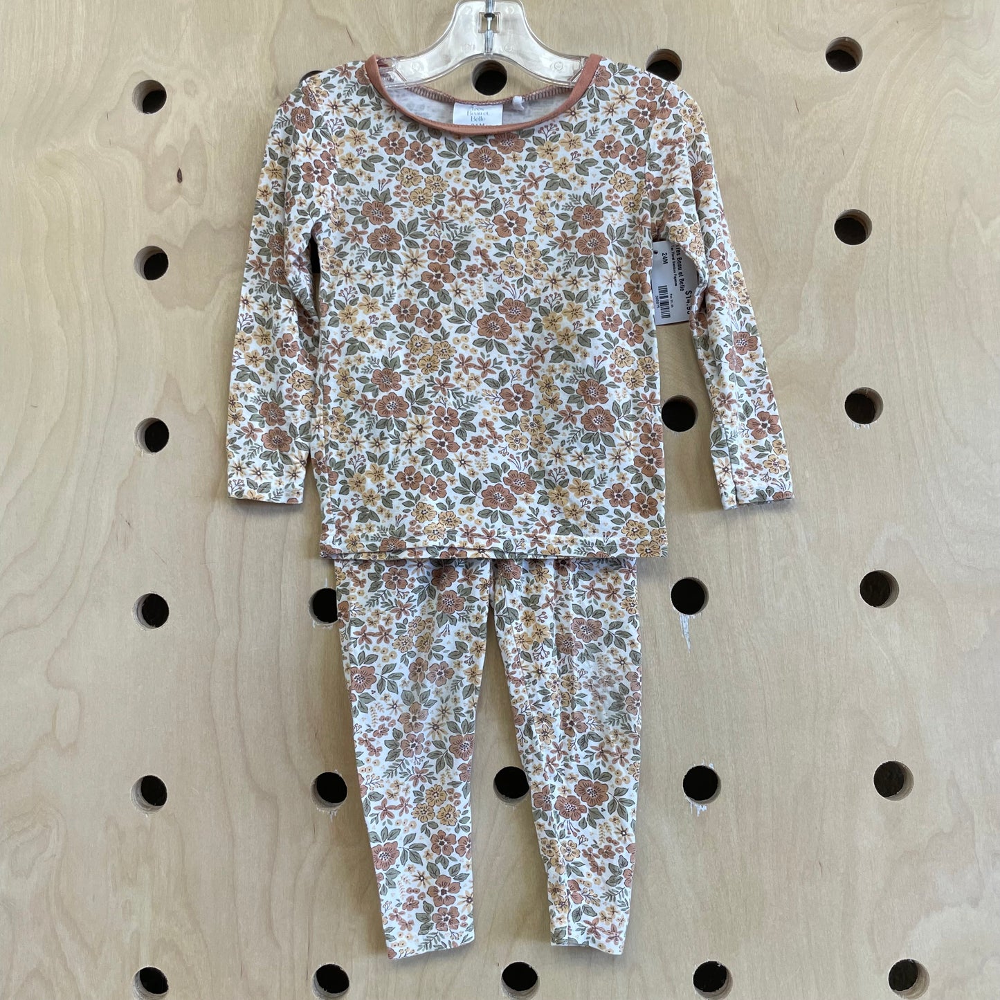 Tan Floral Bamboo Pajamas