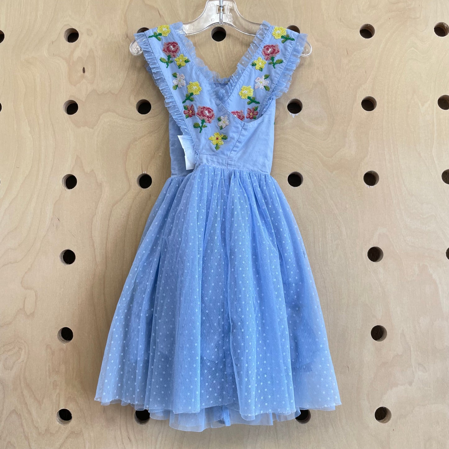 Blue Embroidered Tulle Dress