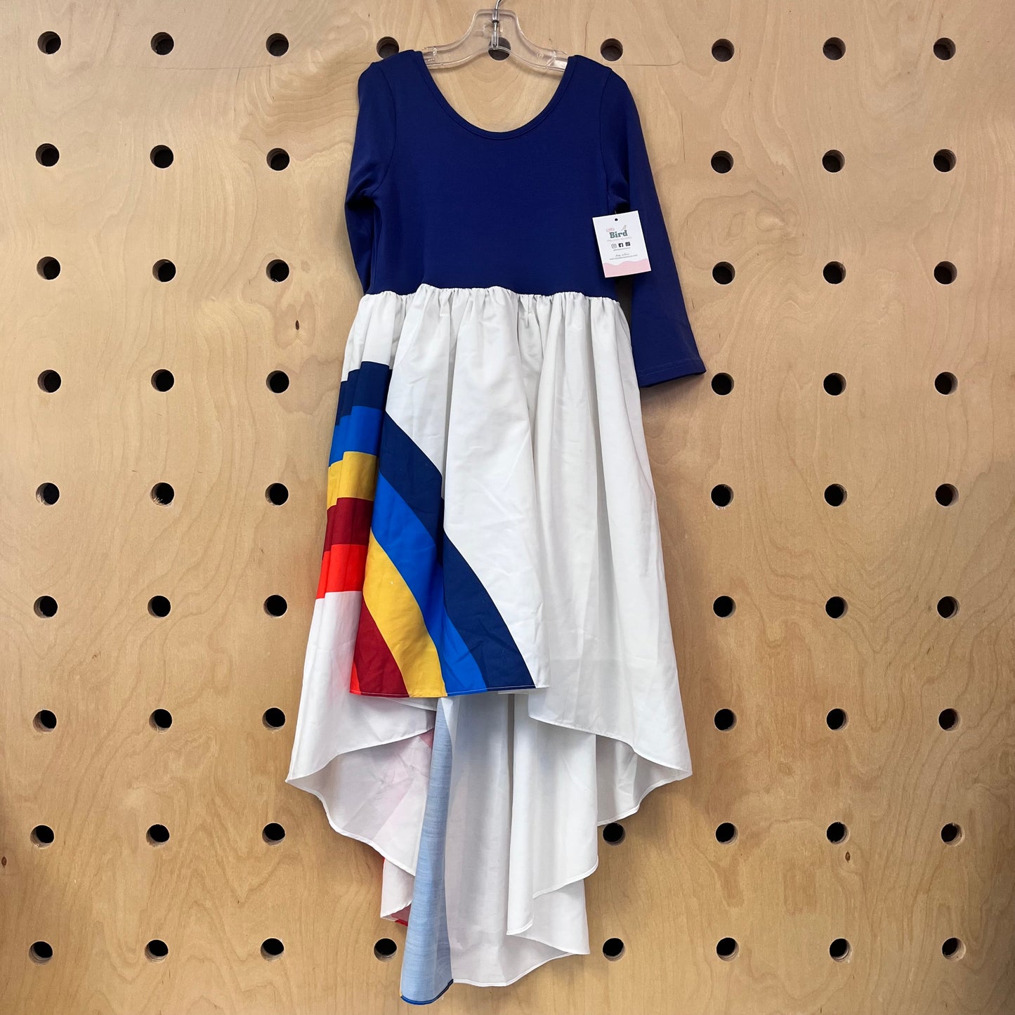 Blue & White Rainbow Twirl Dress