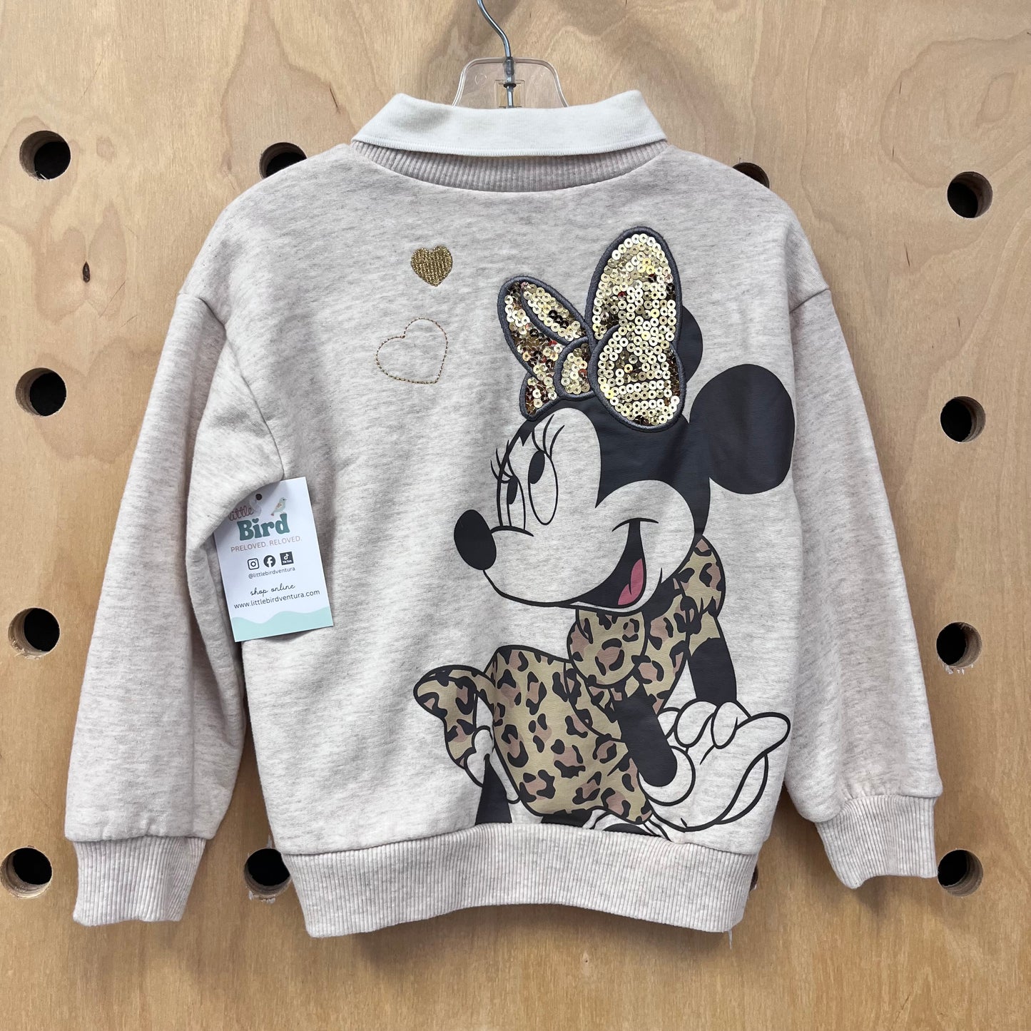 Tan Collared Sequin Minnie LS